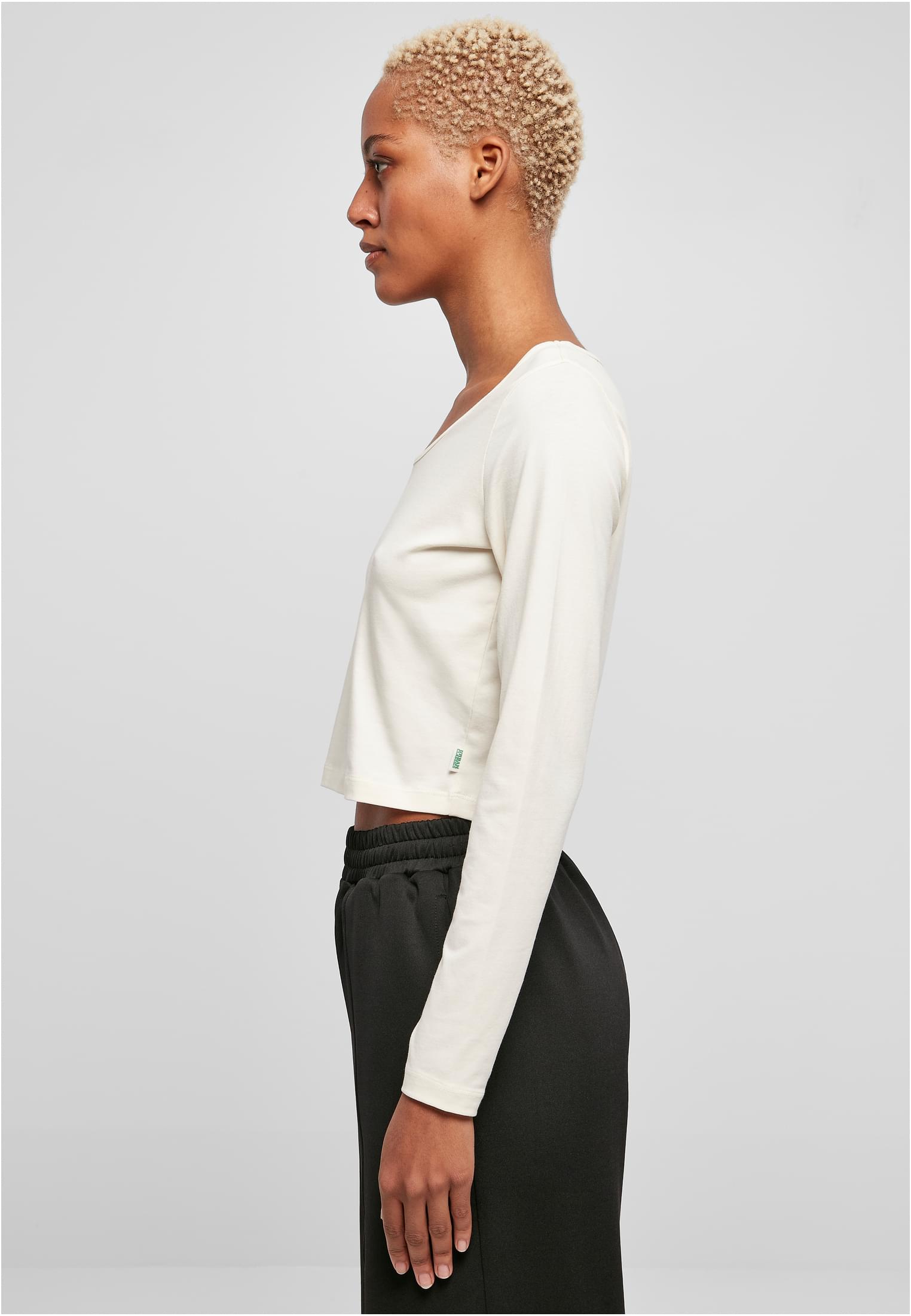 Ladies Organic Wide Neck Cropped Longsleeve | whitesand