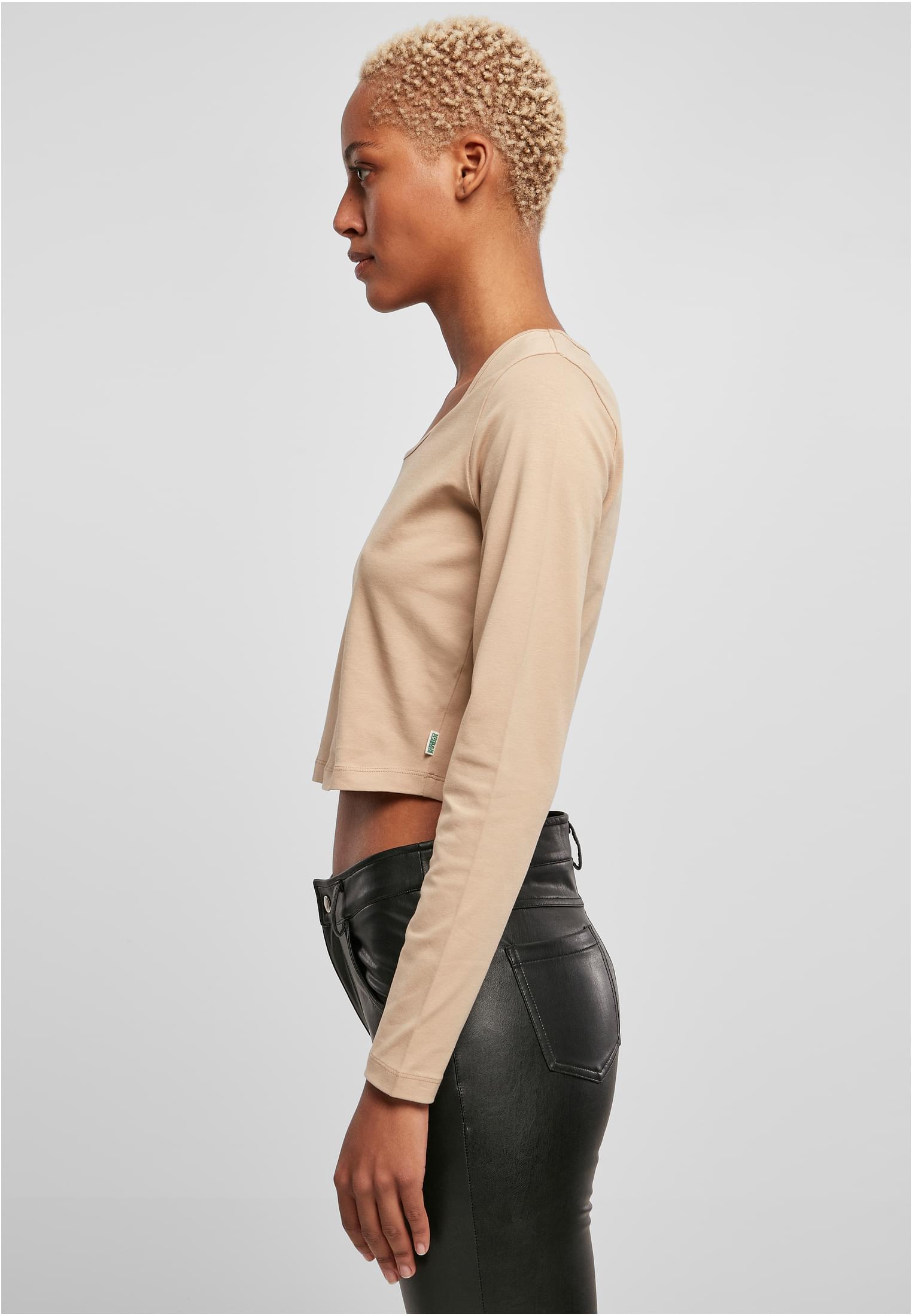 Ladies Organic Wide Neck Cropped Longsleeve | unionbeige