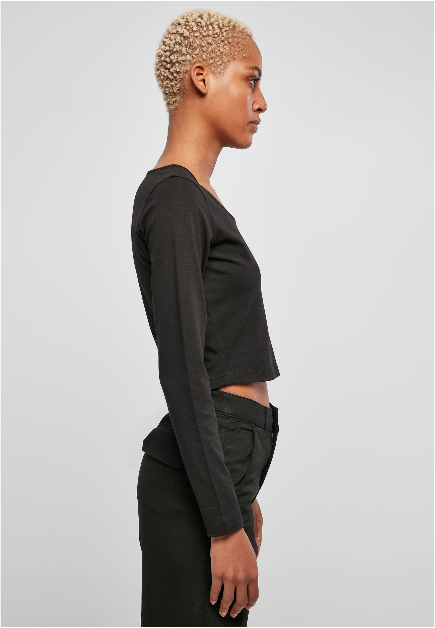 Ladies Organic Wide Neck Cropped Longsleeve | black