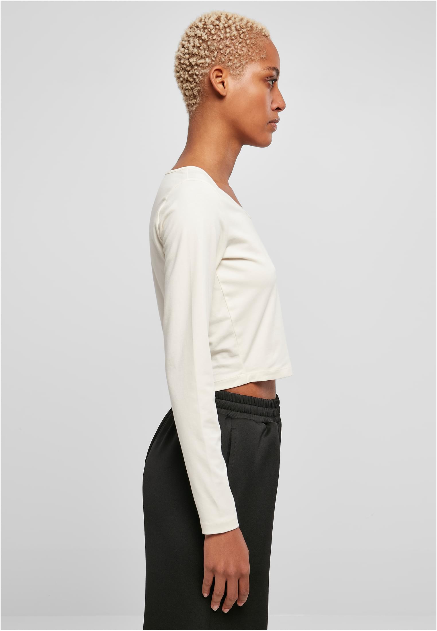 Ladies Organic Wide Neck Cropped Longsleeve | whitesand