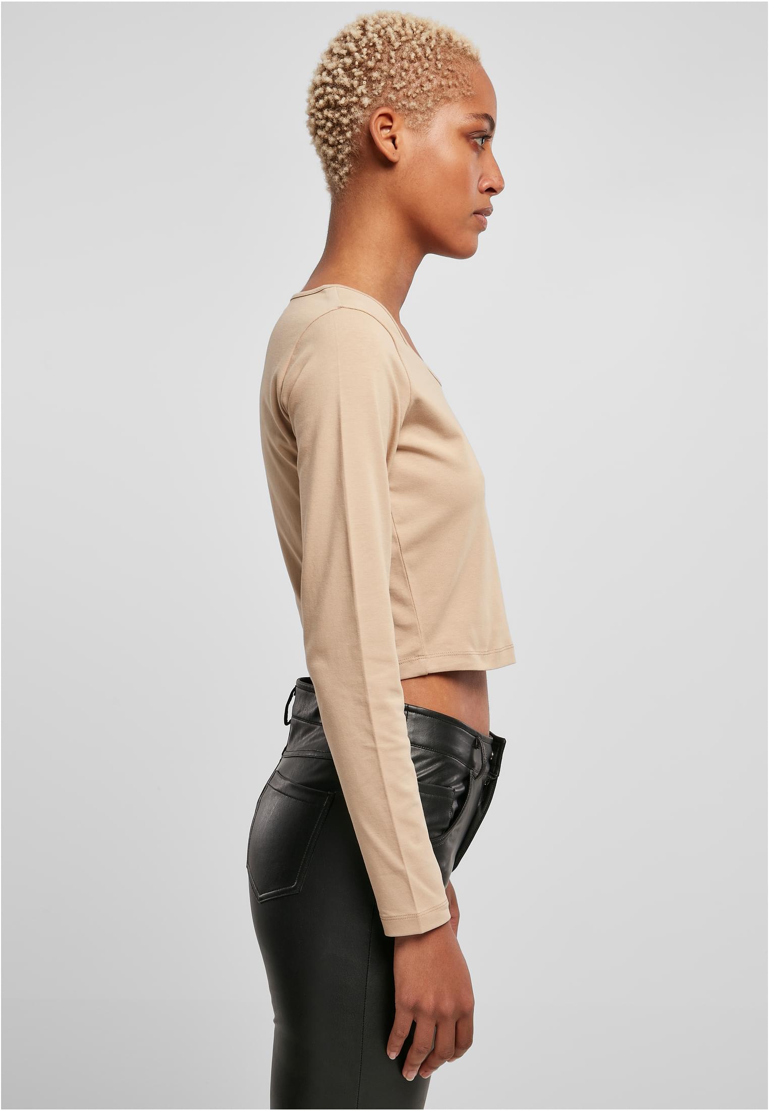 Ladies Organic Wide Neck Cropped Longsleeve | unionbeige