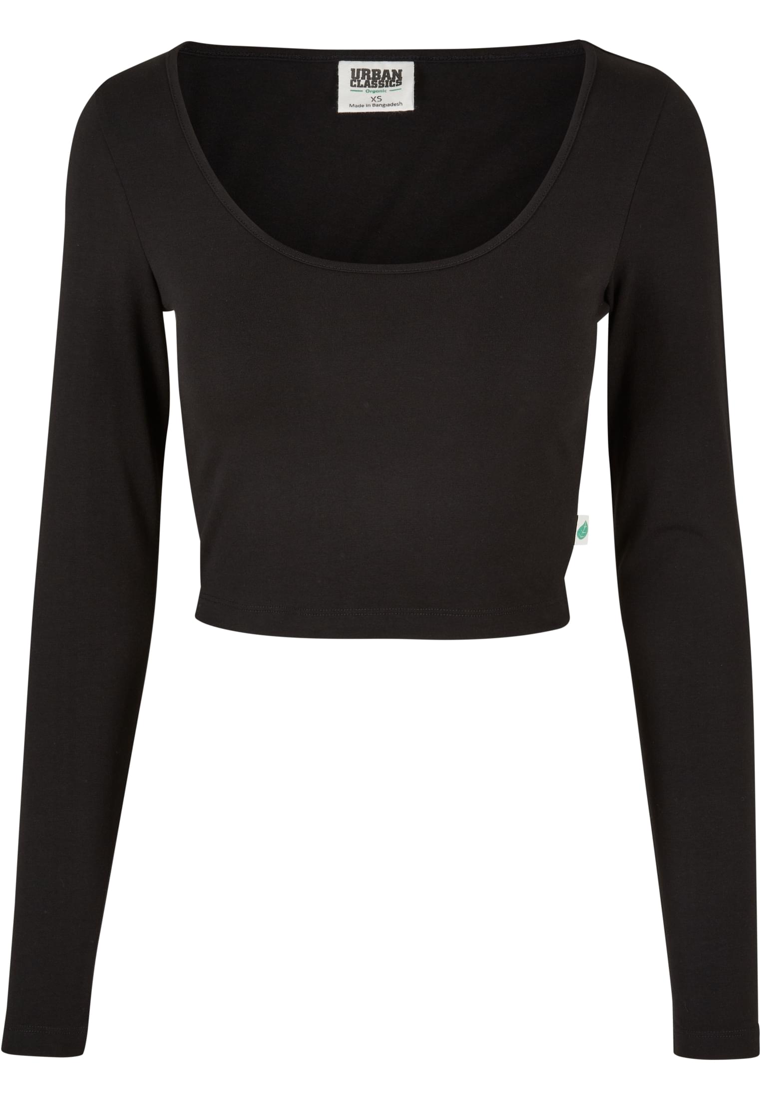 Ladies Organic Wide Neck Cropped Longsleeve | black