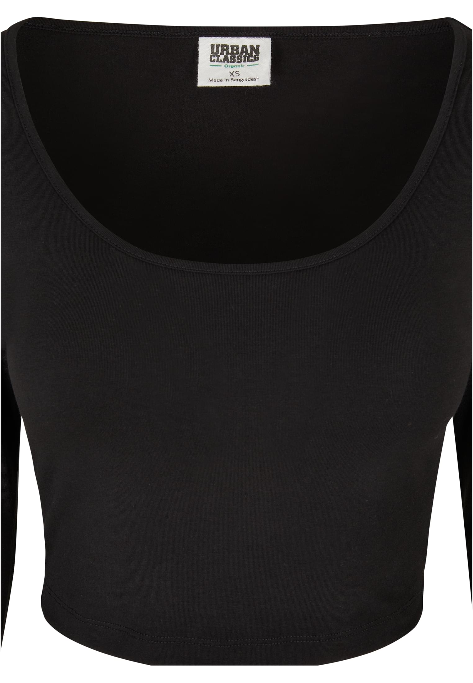 Ladies Organic Wide Neck Cropped Longsleeve | black