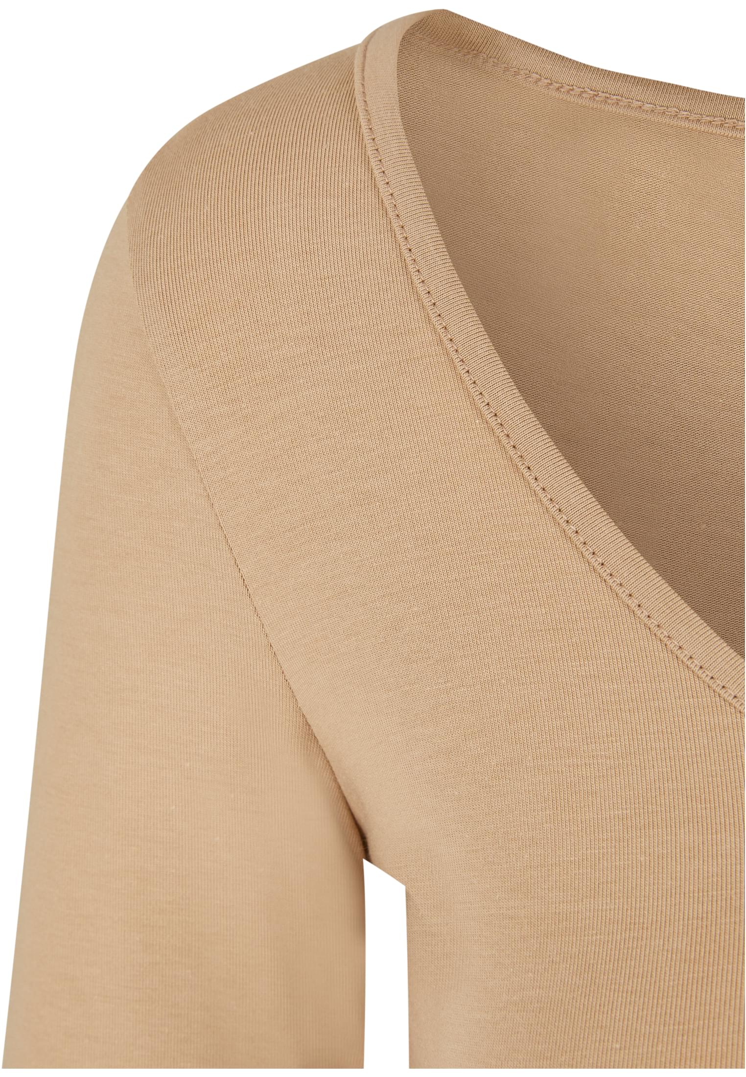 Ladies Organic Wide Neck Cropped Longsleeve | unionbeige