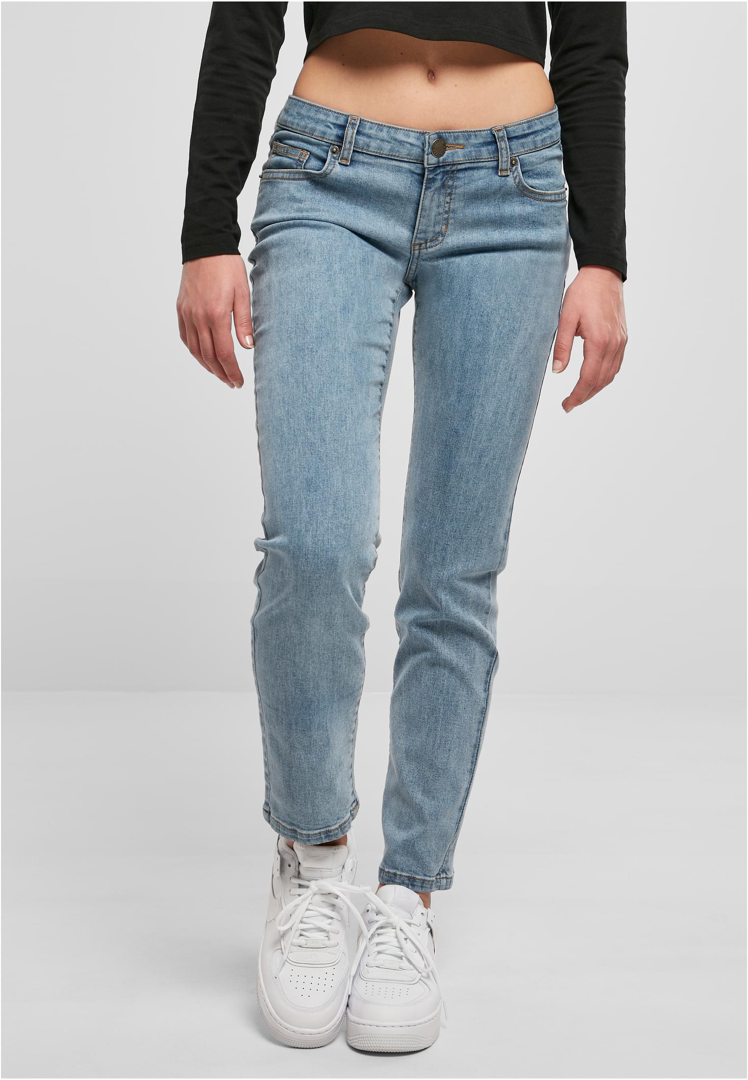 Ladies Low Waist Straight Denim Pants | tinted lightblue washed