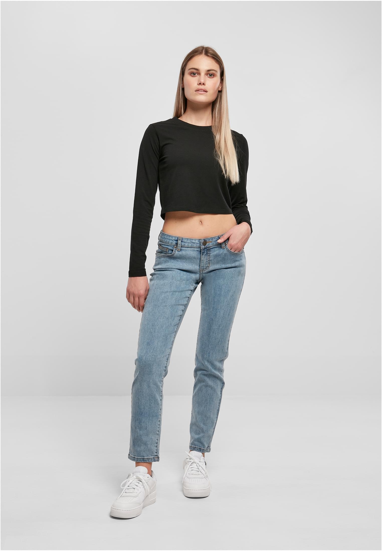 Ladies Low Waist Straight Denim Pants | tinted lightblue washed