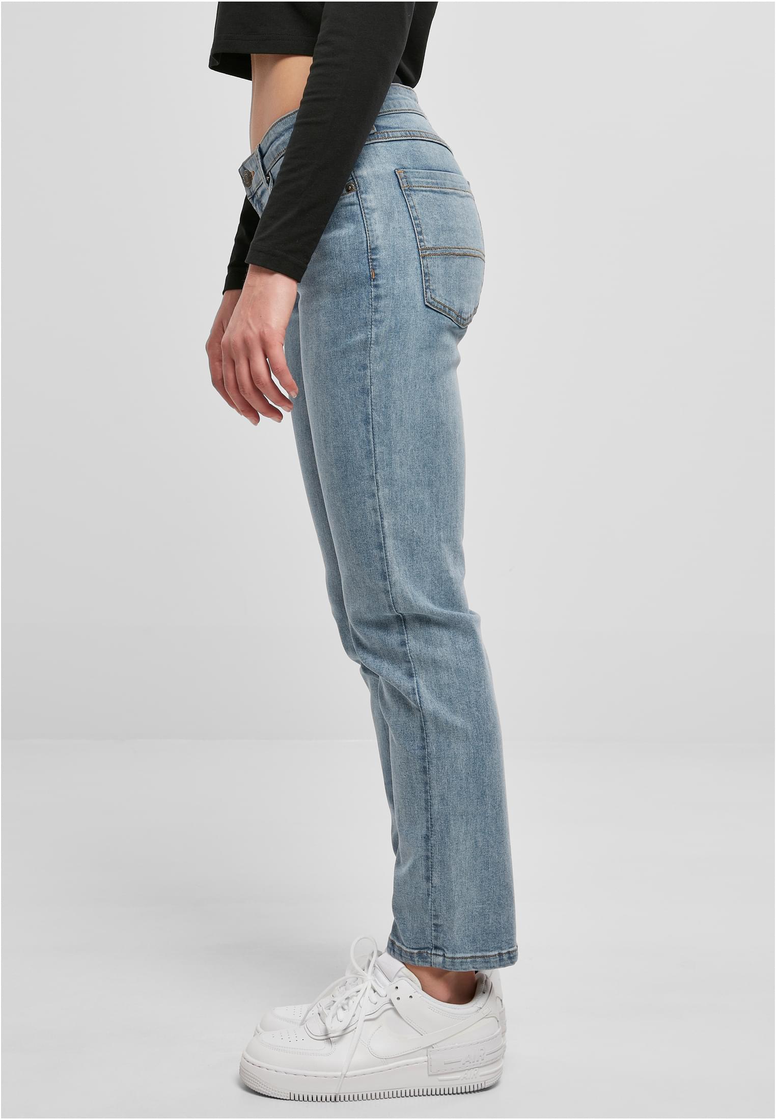 Ladies Low Waist Straight Denim Pants | tinted lightblue washed