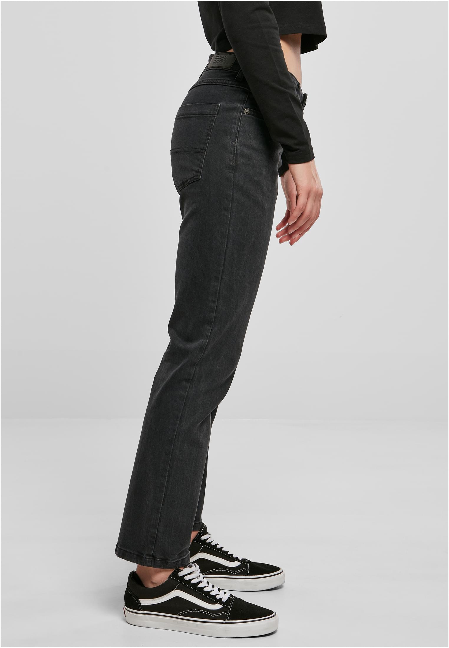 Ladies Low Waist Straight Denim Pants | black washed