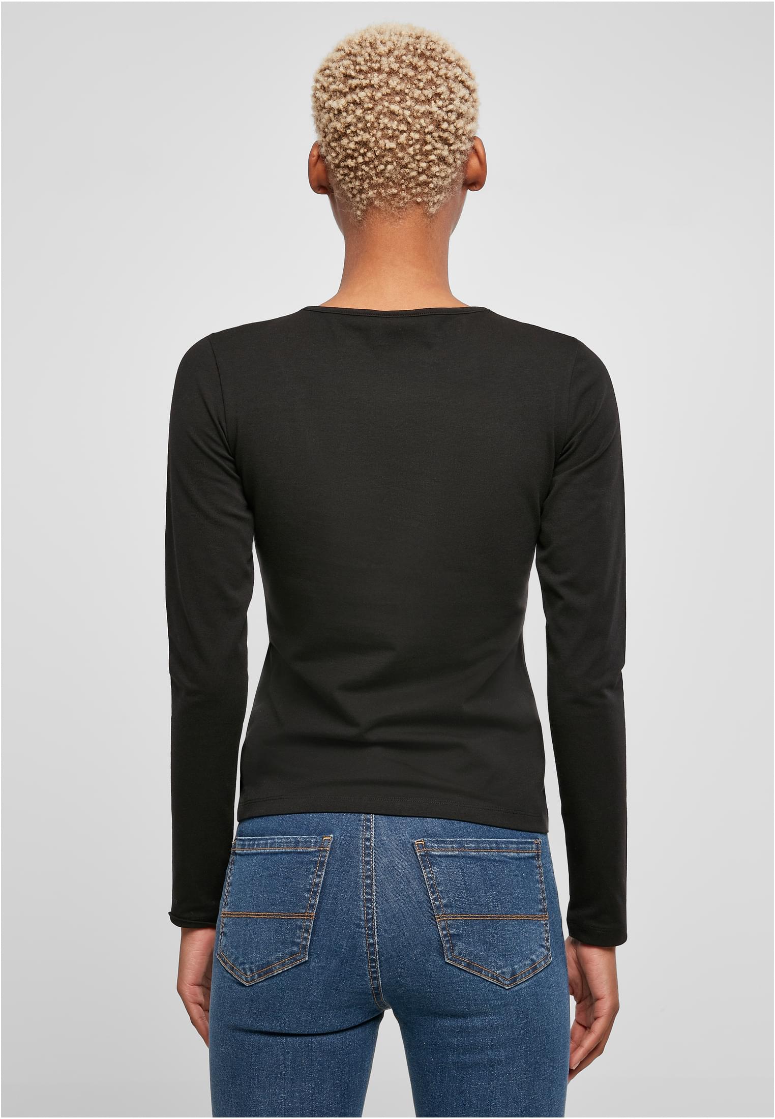 Ladies Crossed Cut Out Longsleeve | black