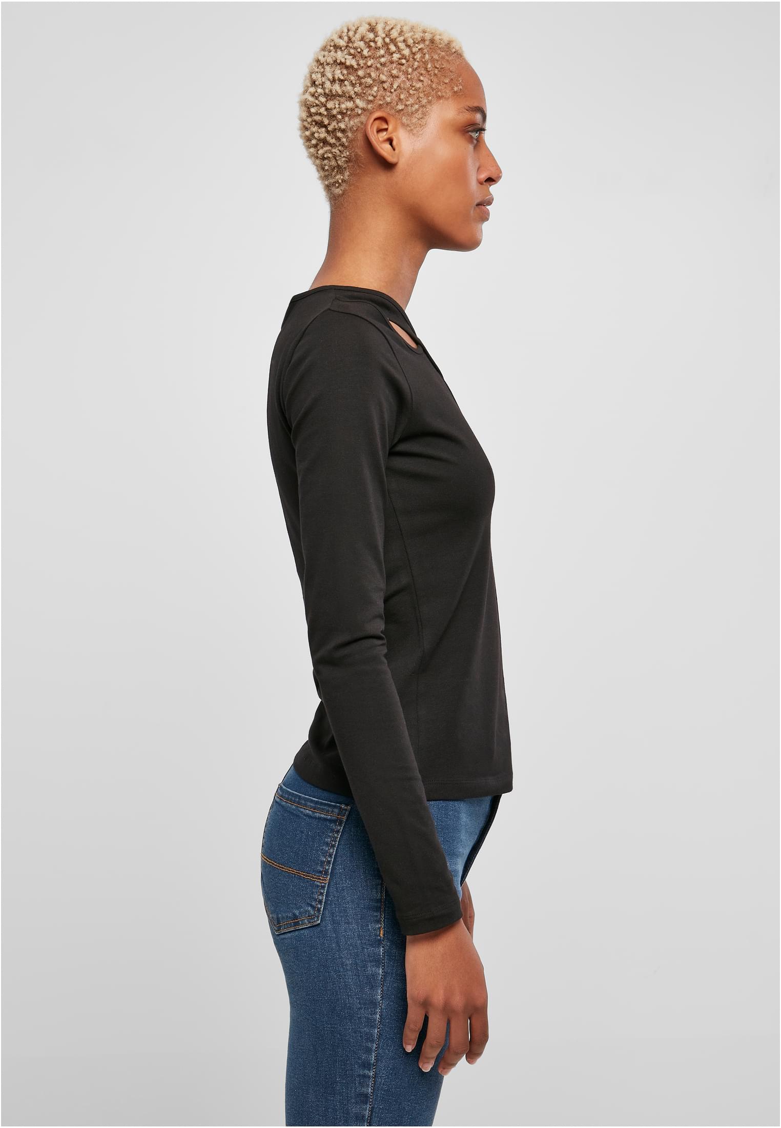 Ladies Crossed Cut Out Longsleeve | black