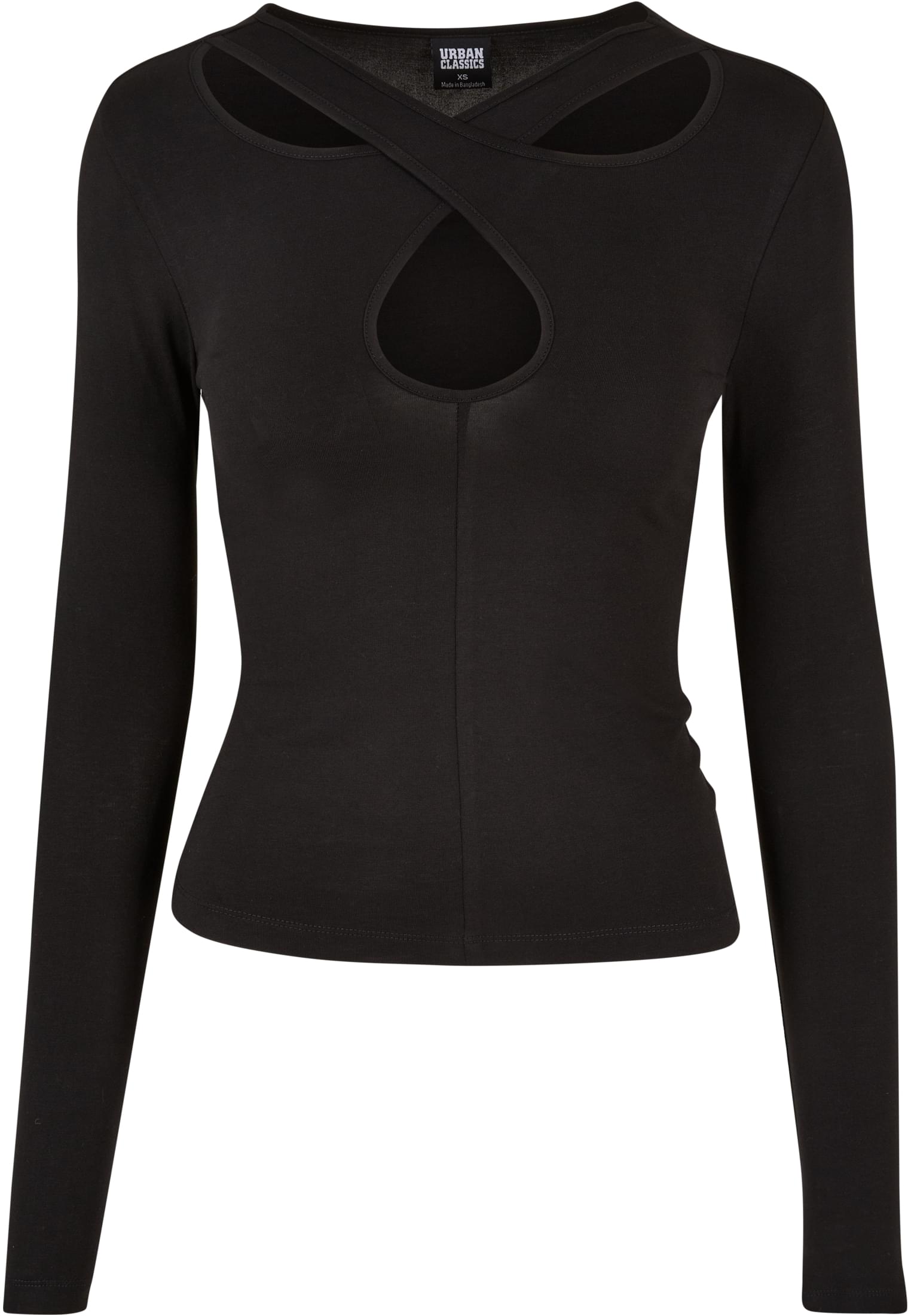 Ladies Crossed Cut Out Longsleeve | black