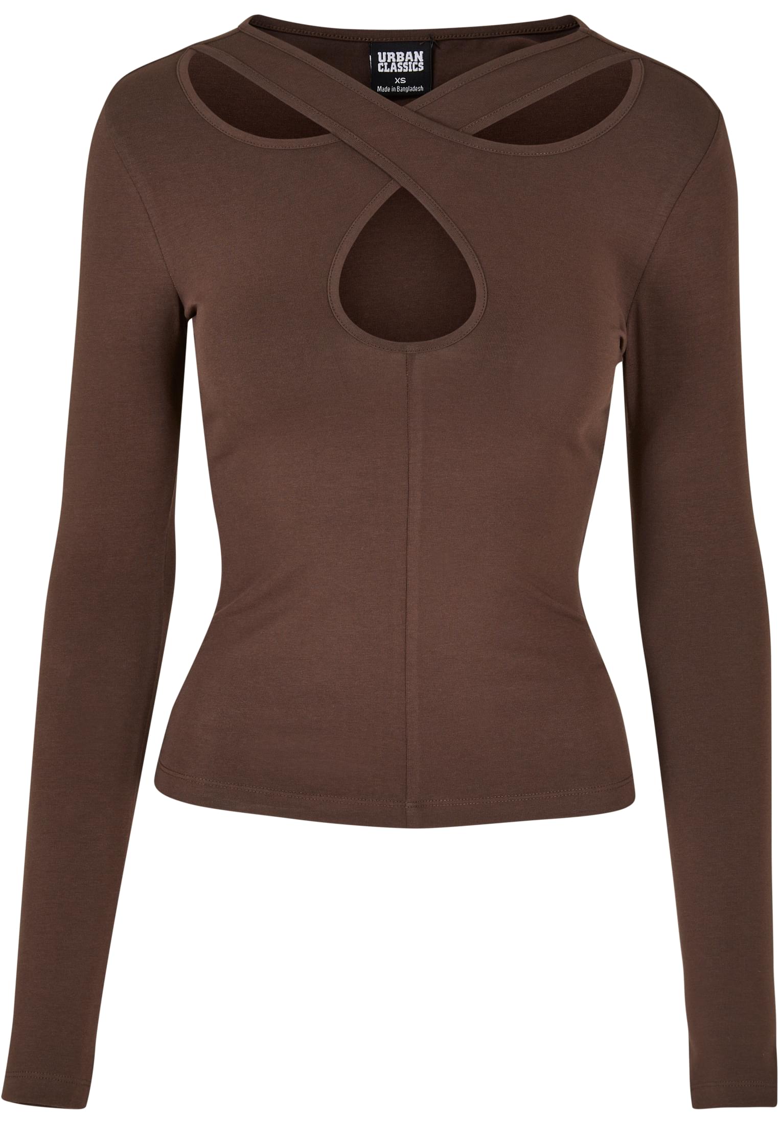 Ladies Crossed Cut Out Longsleeve | brown