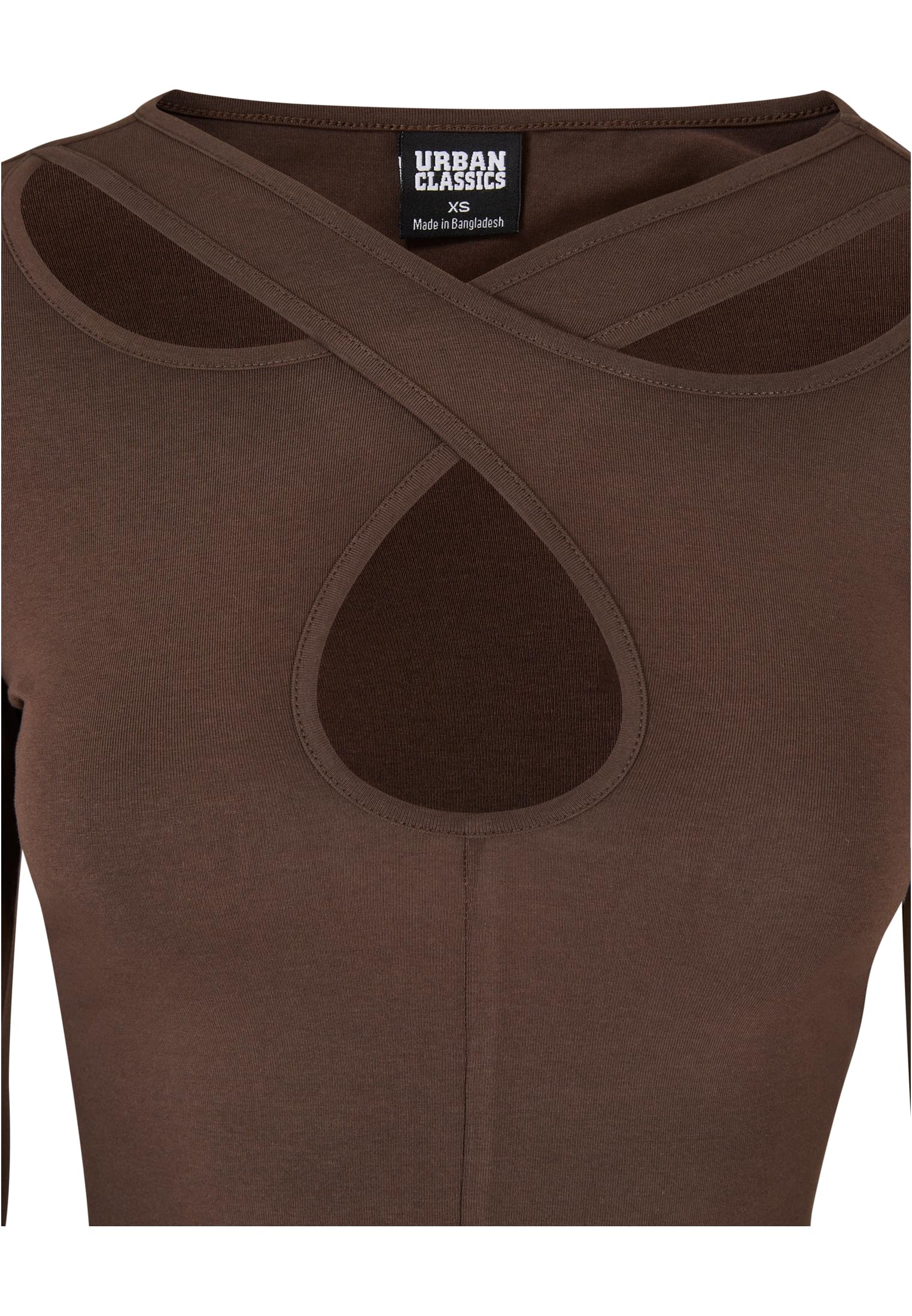 Ladies Crossed Cut Out Longsleeve | brown