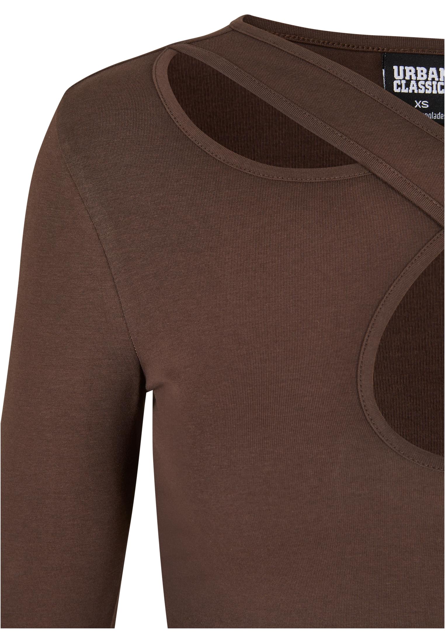 Ladies Crossed Cut Out Longsleeve | brown