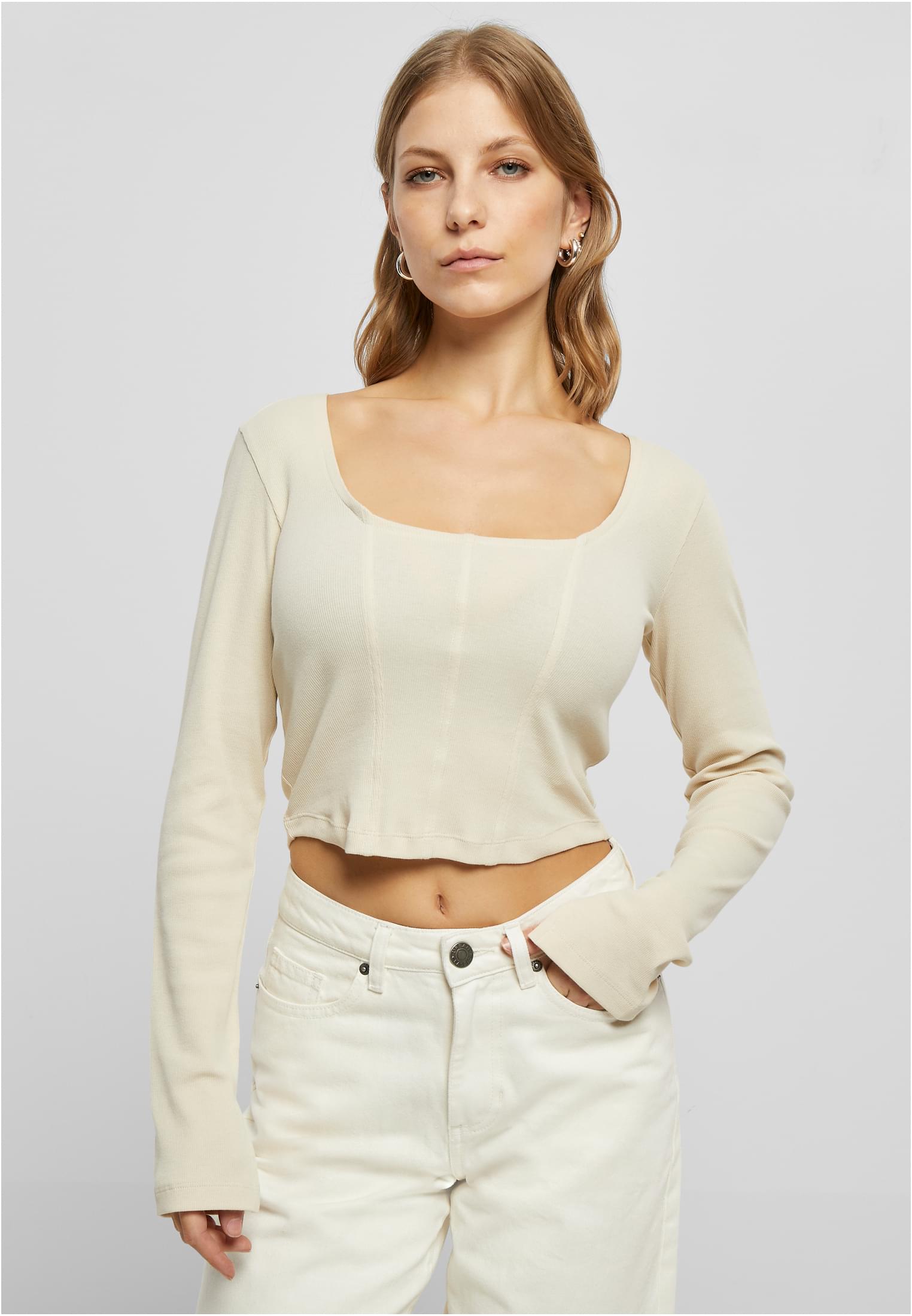 Ladies Short Rib Corsage Longsleeve | softseagrass