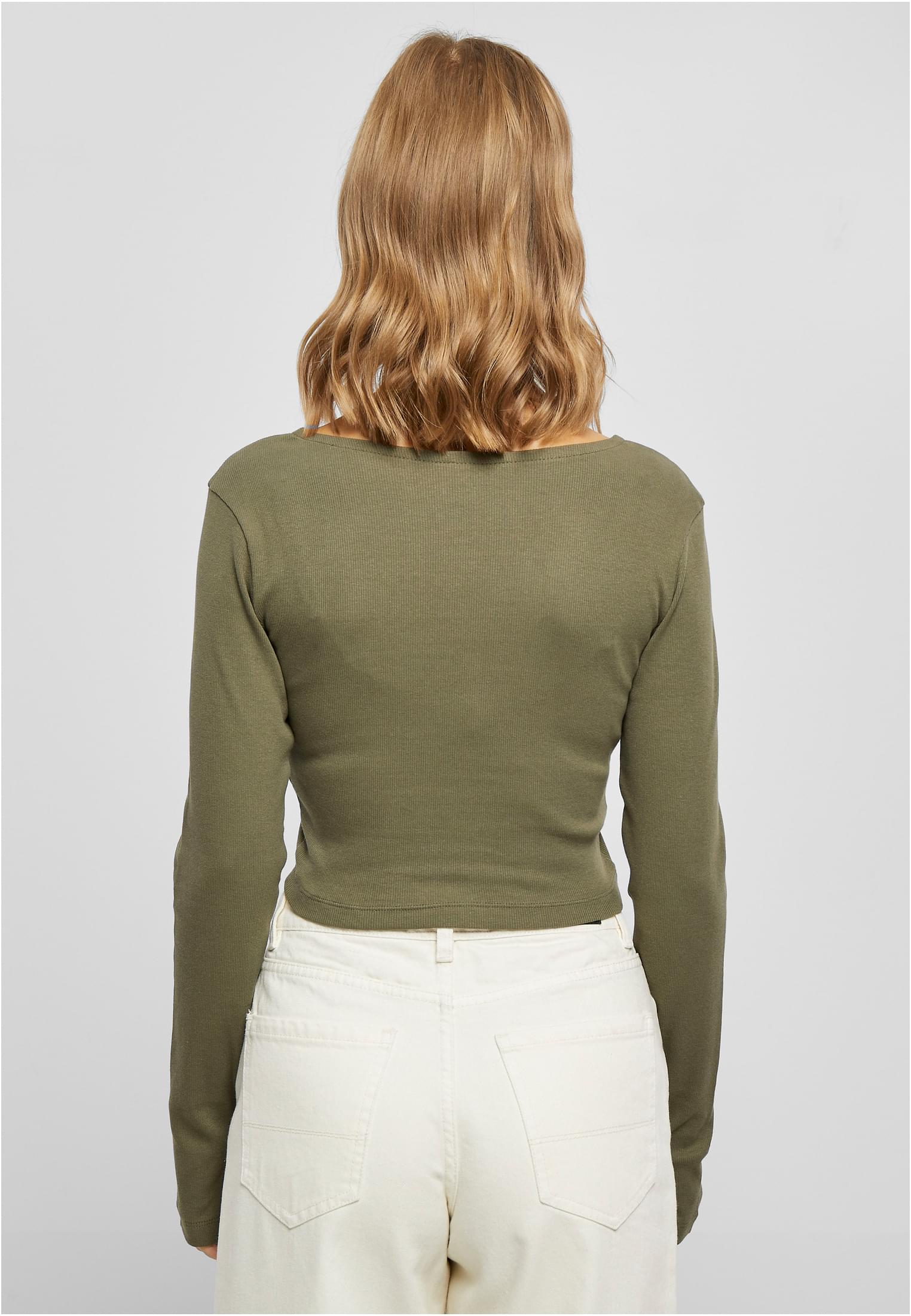 Ladies Short Rib Corsage Longsleeve | olive