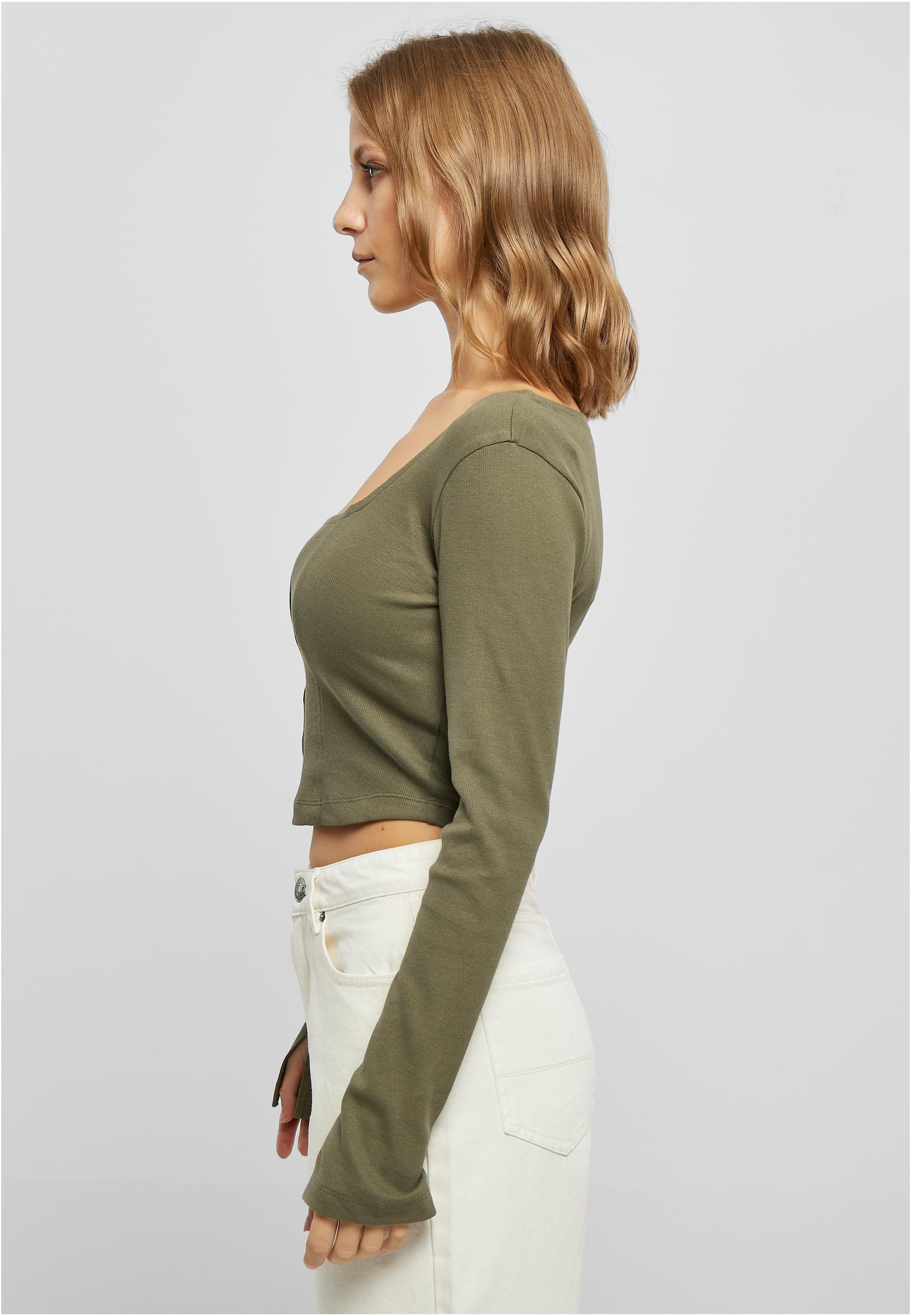 Ladies Short Rib Corsage Longsleeve | olive