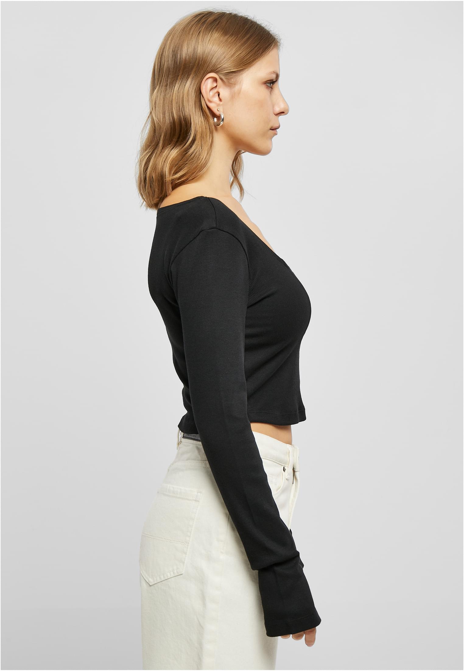 Ladies Short Rib Corsage Longsleeve | black