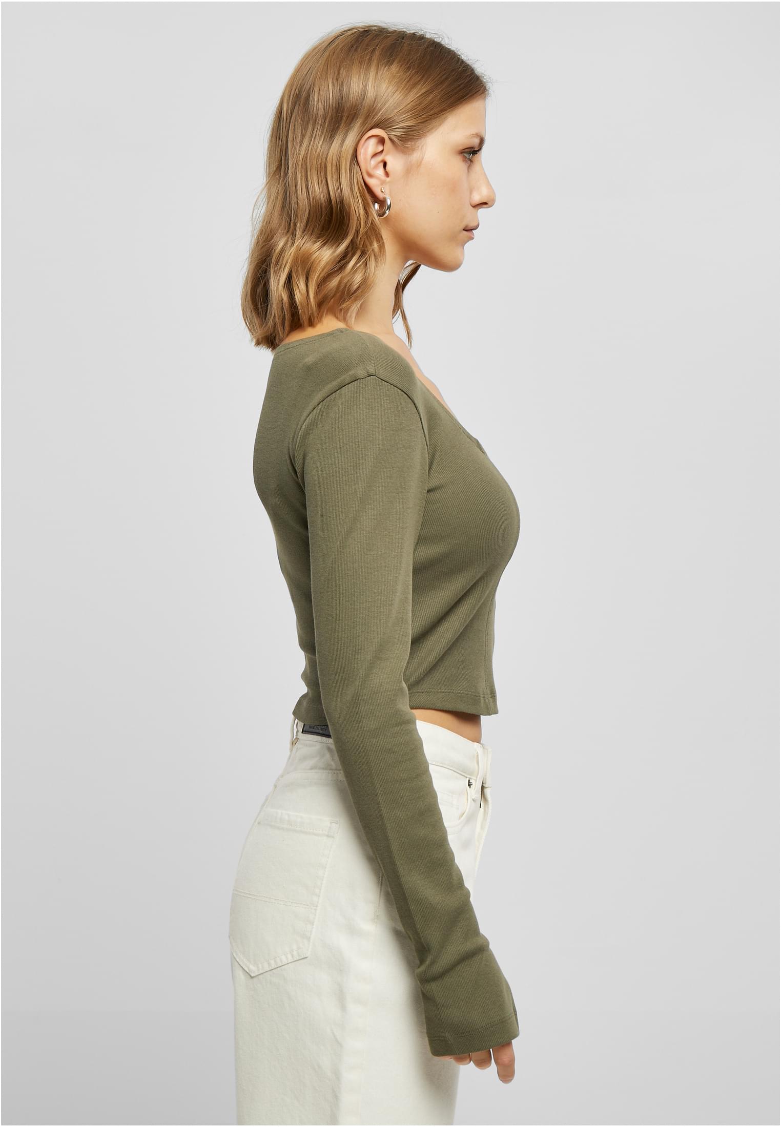 Ladies Short Rib Corsage Longsleeve | olive