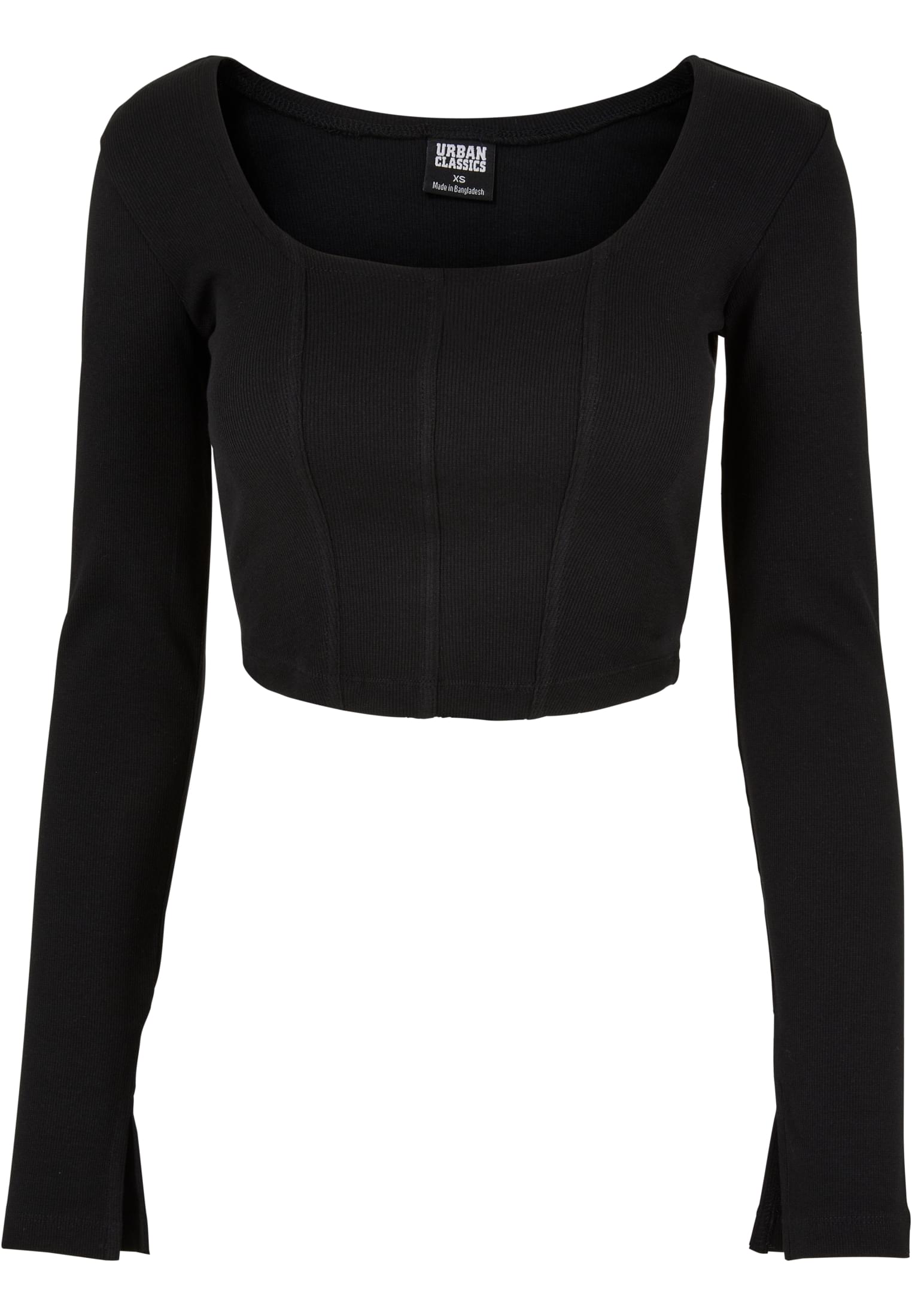 Ladies Short Rib Corsage Longsleeve | black