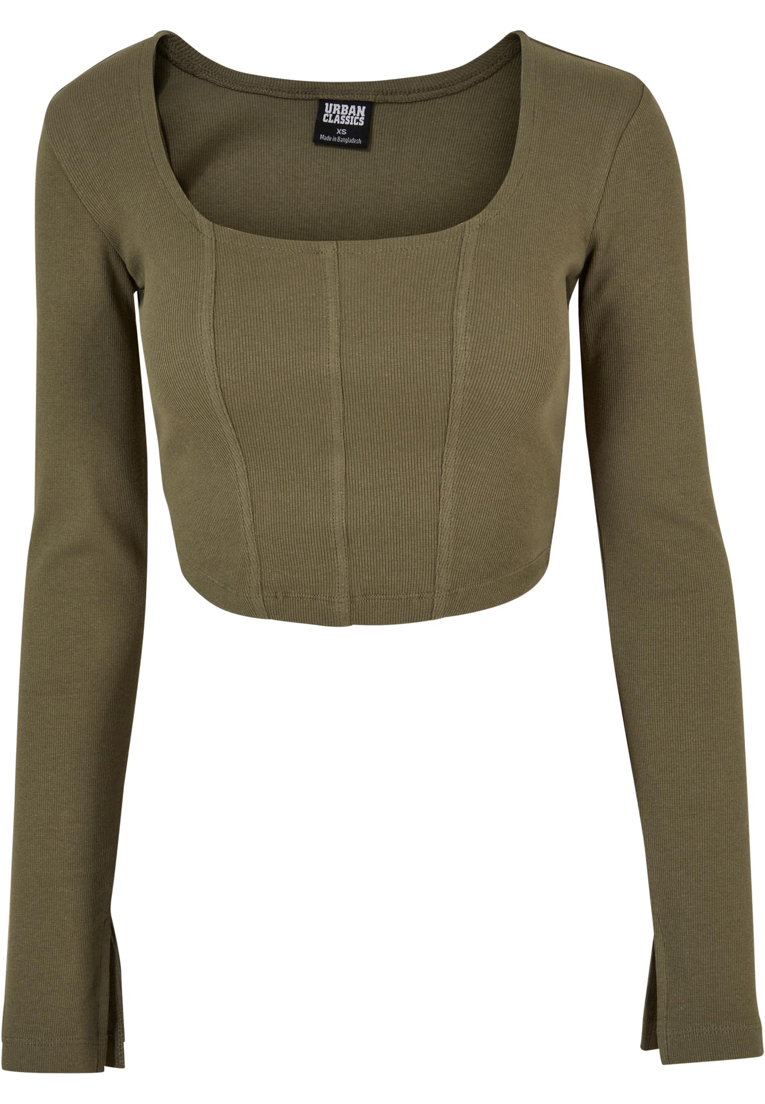 Ladies Short Rib Corsage Longsleeve | olive