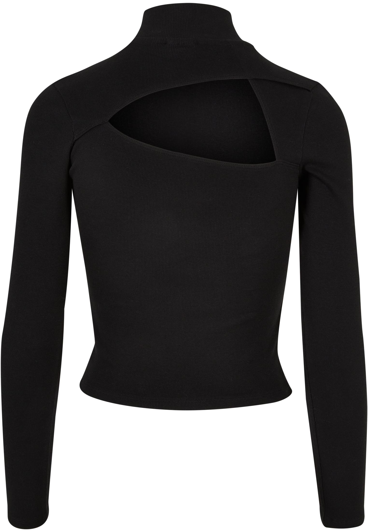 Ladies Rib Back Cut Out Longsleeve | black