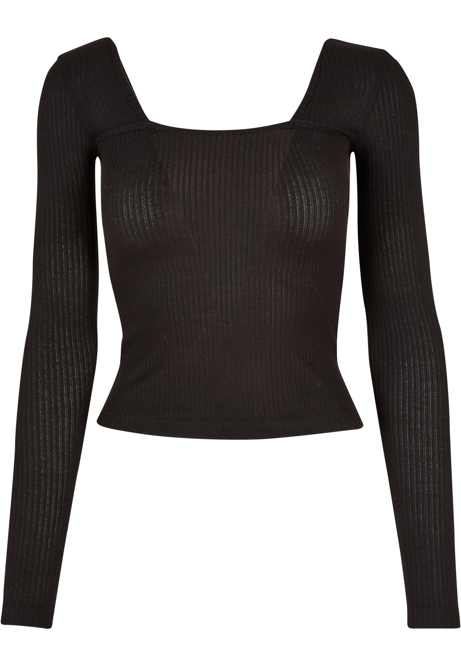 Ladies Rib Squared Neckline Longsleeve | black