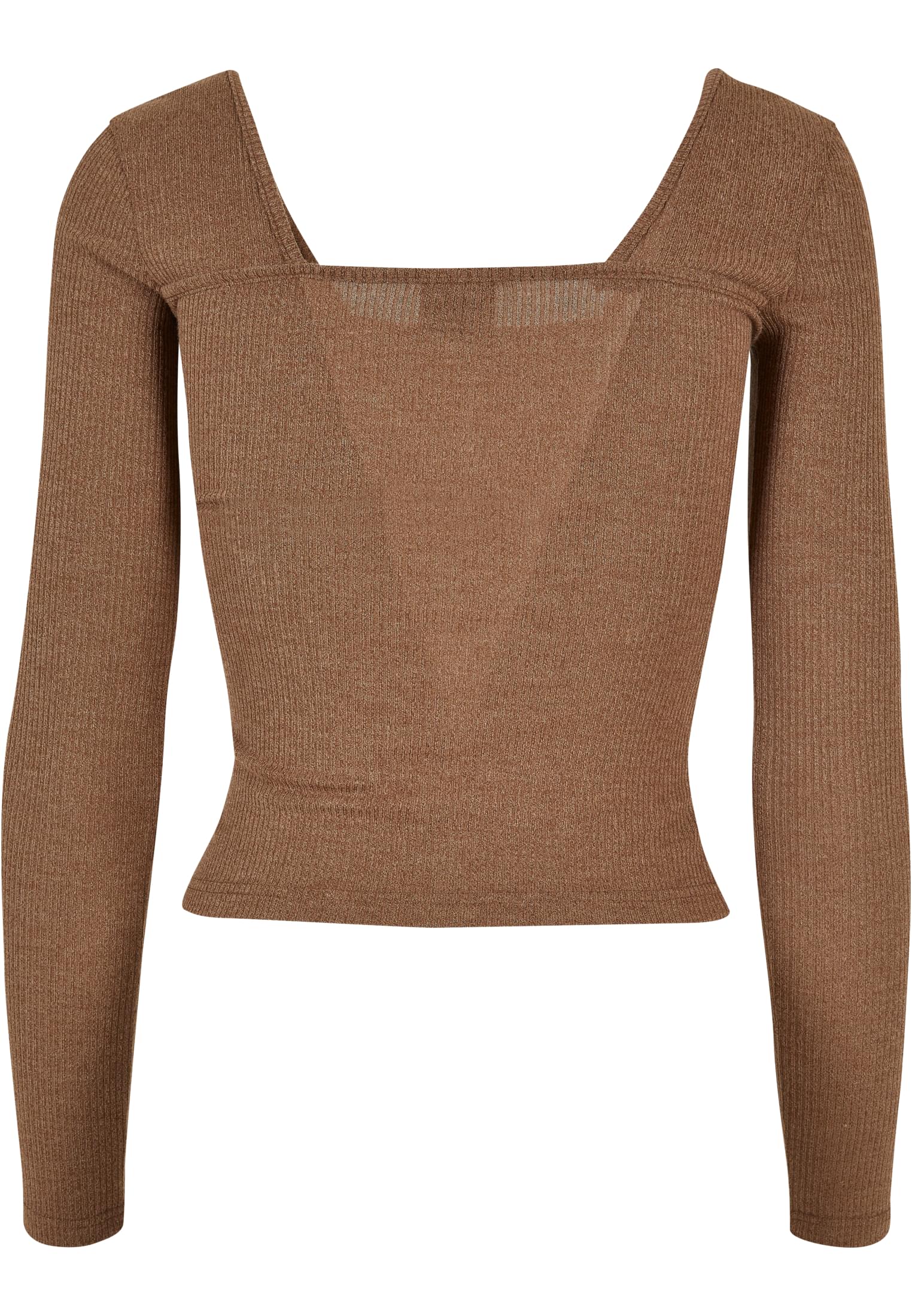 Ladies Rib Squared Neckline Longsleeve | darkkhaki