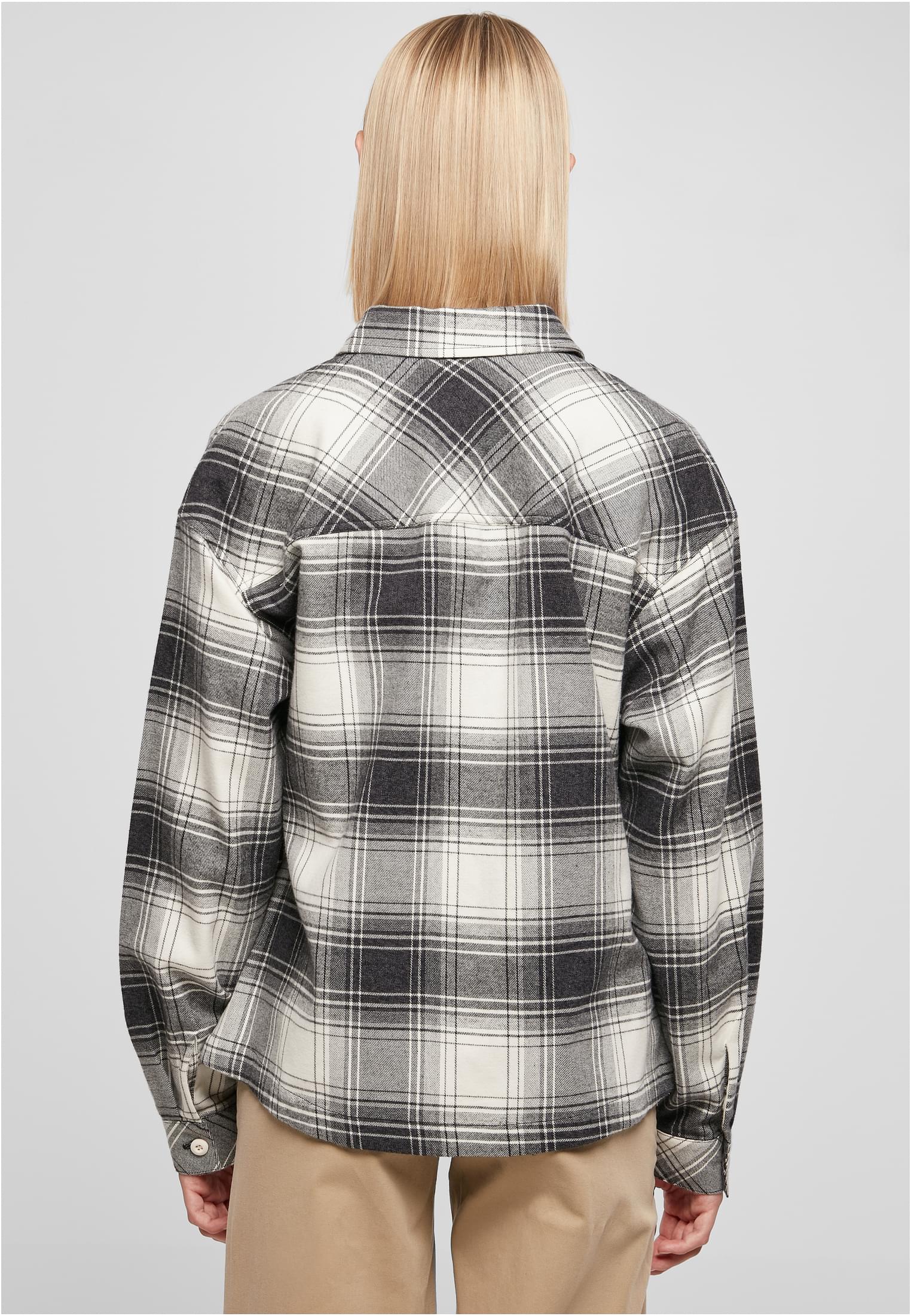 Ladies Oversized Check Shirt | whitesand/black