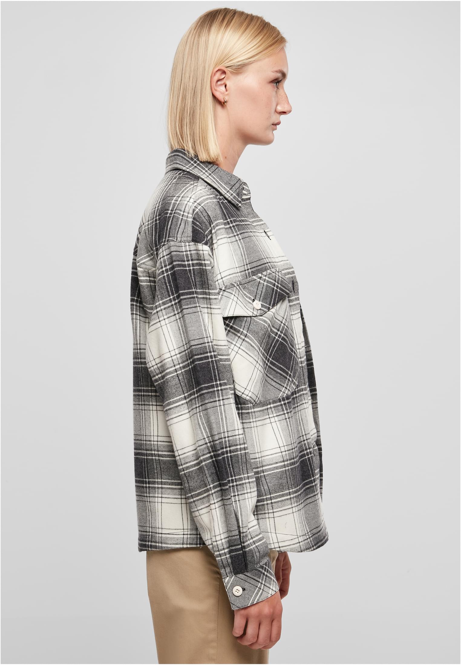 Ladies Oversized Check Shirt | whitesand/black