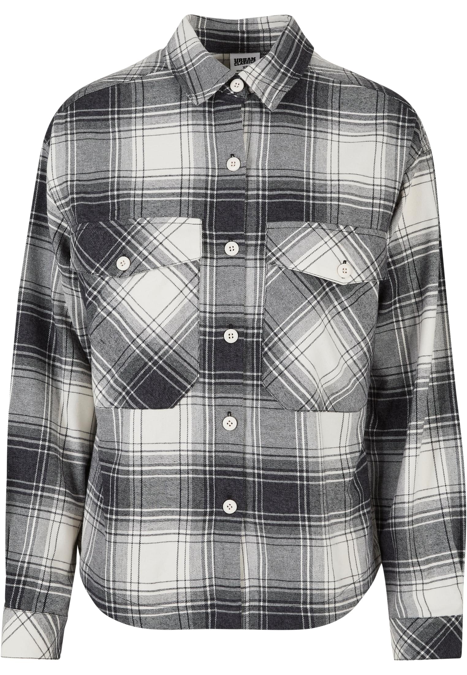 Ladies Oversized Check Shirt | whitesand/black