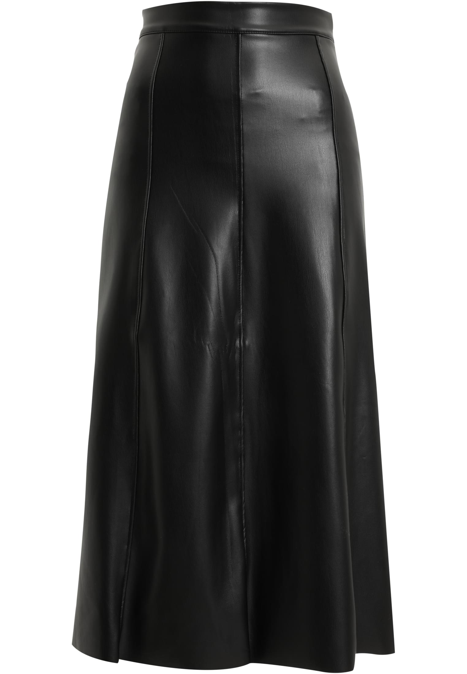 Ladies Synthetic Leather Midi Skirt | black