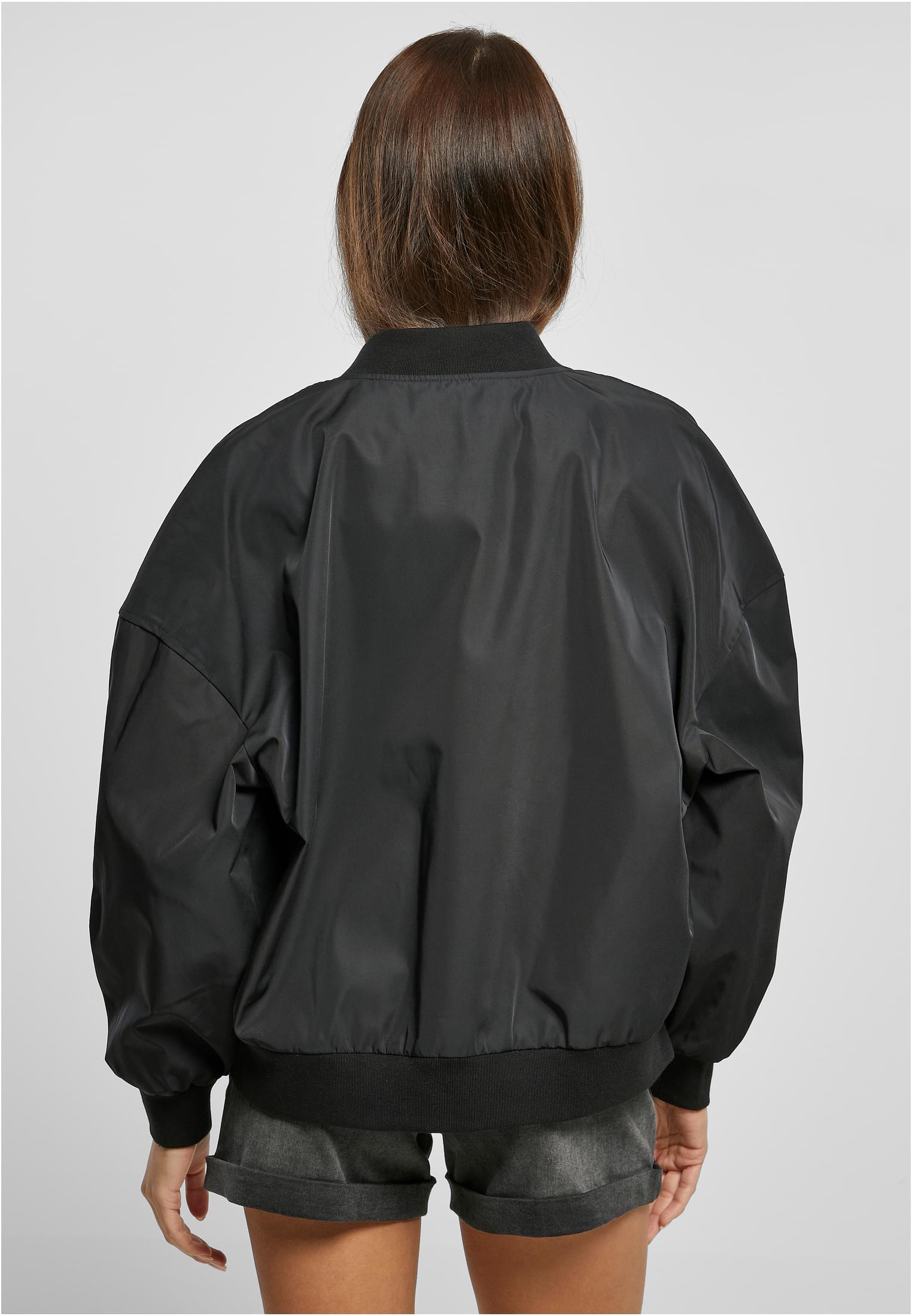 Ladies Recycled Oversized Light Bomber Jacket | black