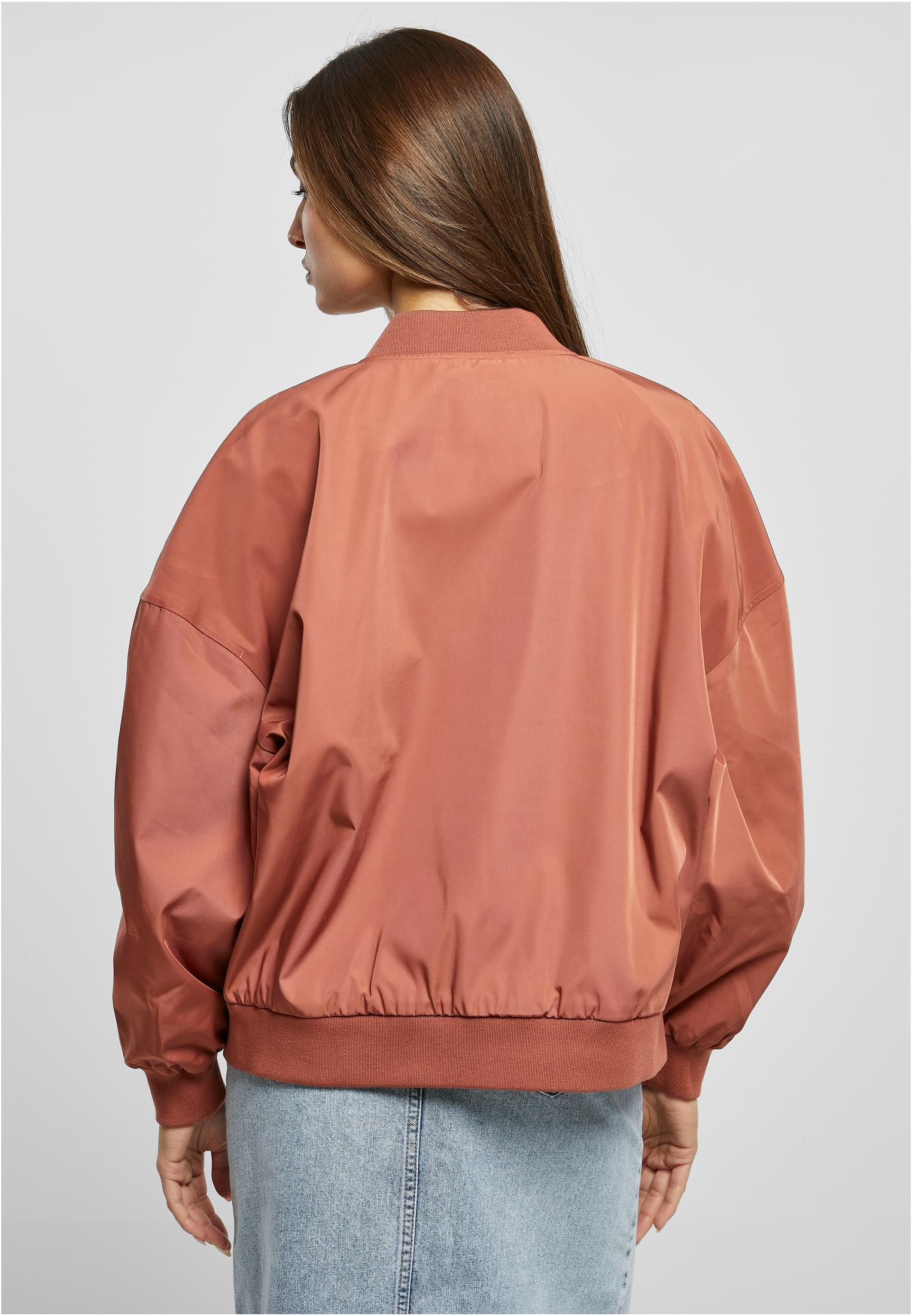 Ladies Recycled Oversized Light Bomber Jacket | terracotta