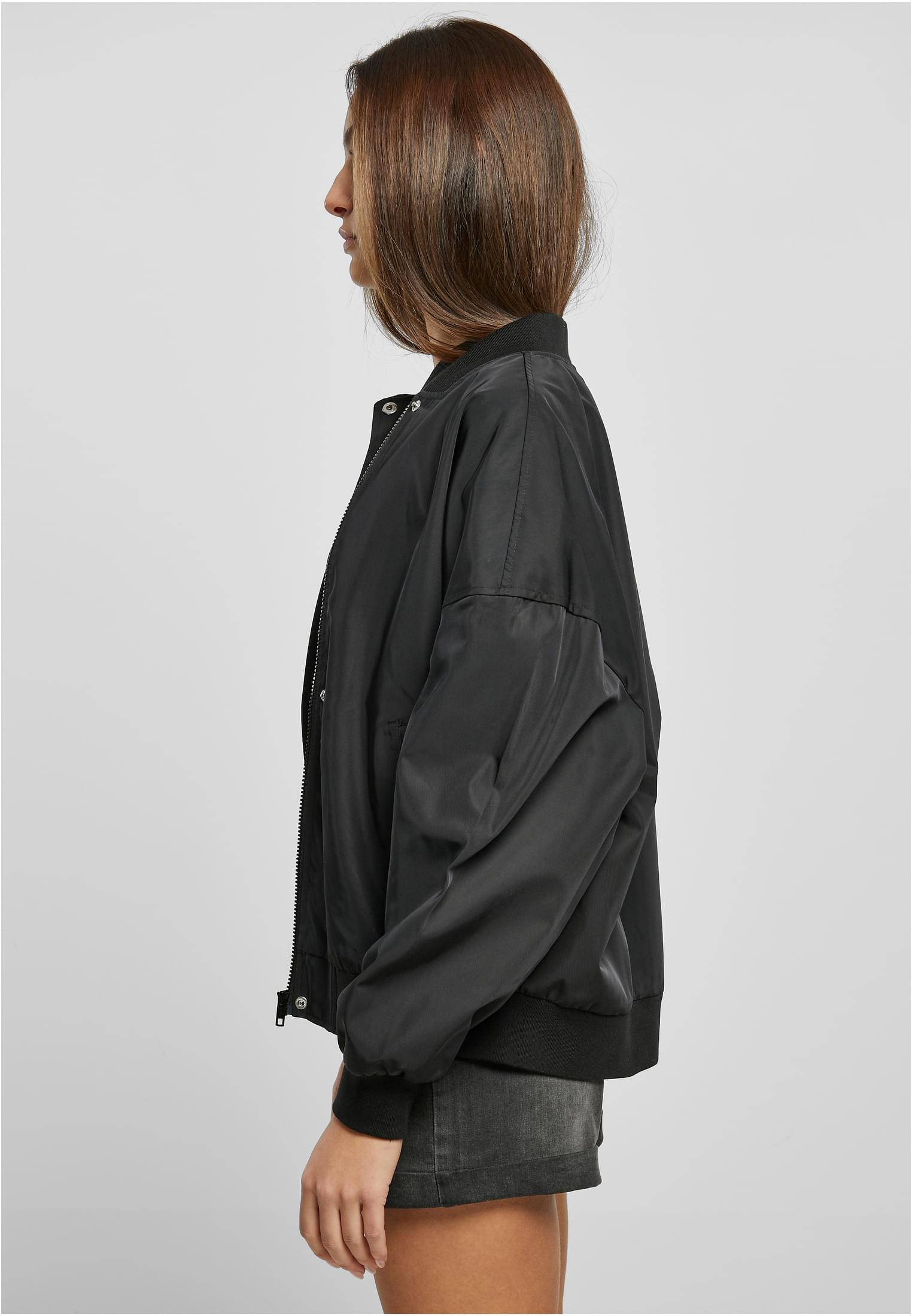 Ladies Recycled Oversized Light Bomber Jacket | black