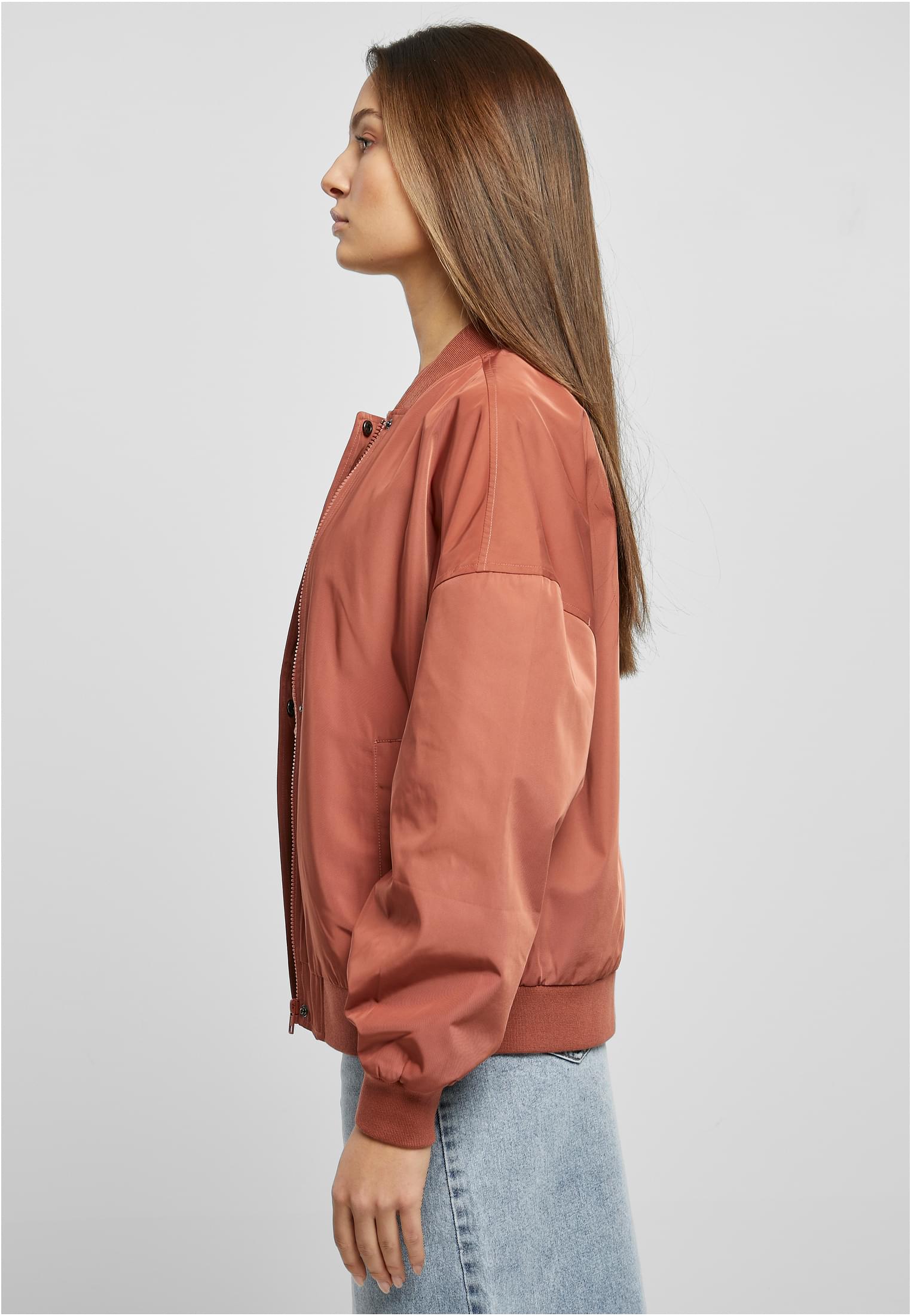 Ladies Recycled Oversized Light Bomber Jacket | terracotta