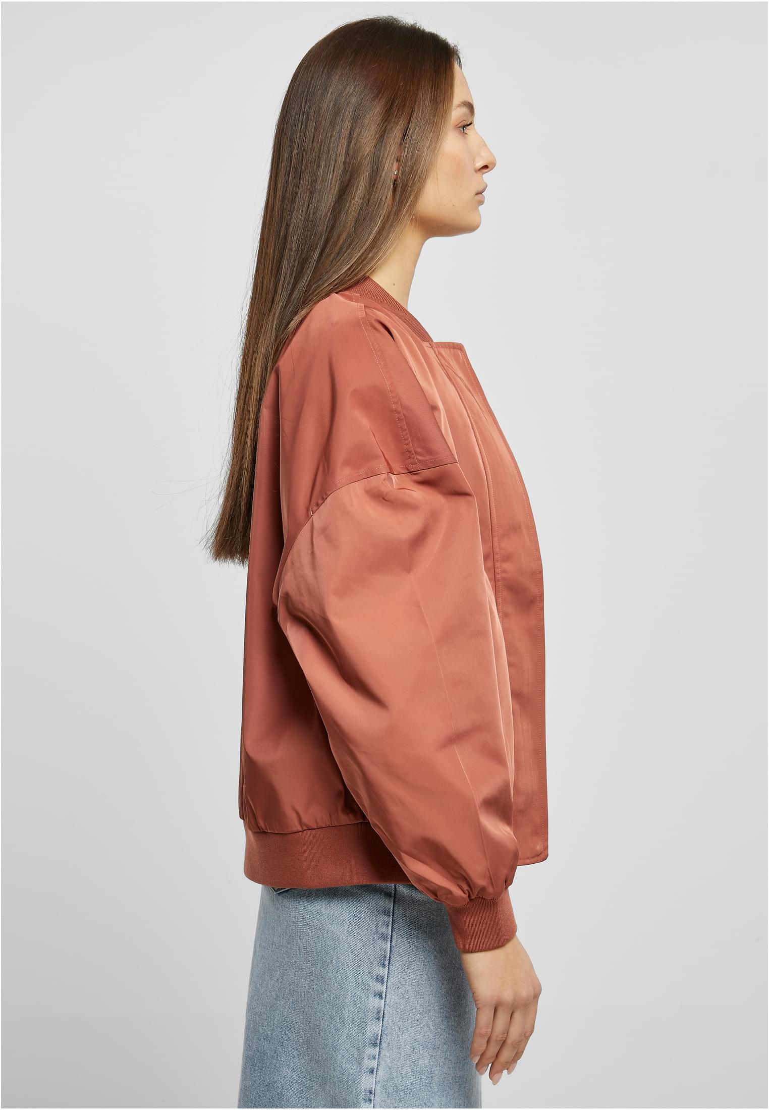 Ladies Recycled Oversized Light Bomber Jacket | terracotta