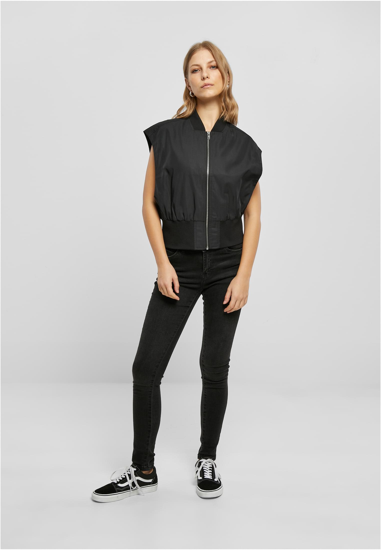 Ladies Recycled Short Bomber Vest | black