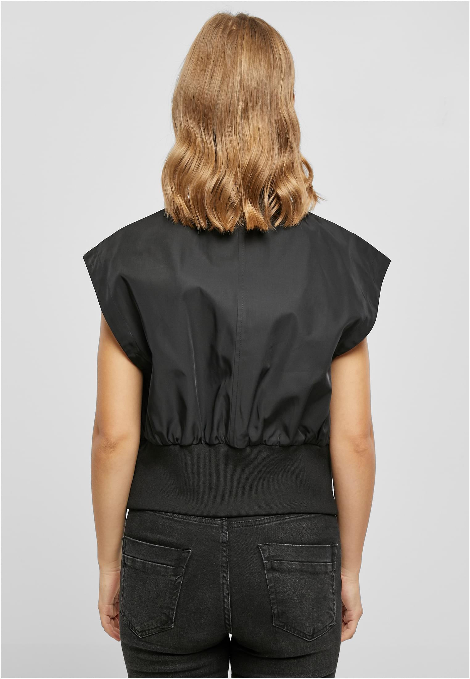 Ladies Recycled Short Bomber Vest | black