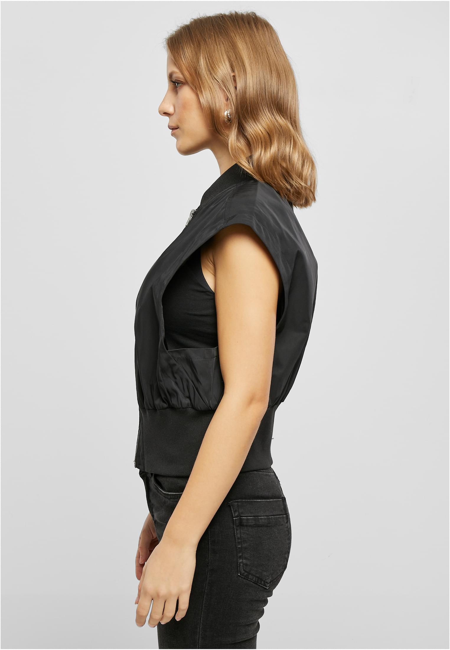 Ladies Recycled Short Bomber Vest | black