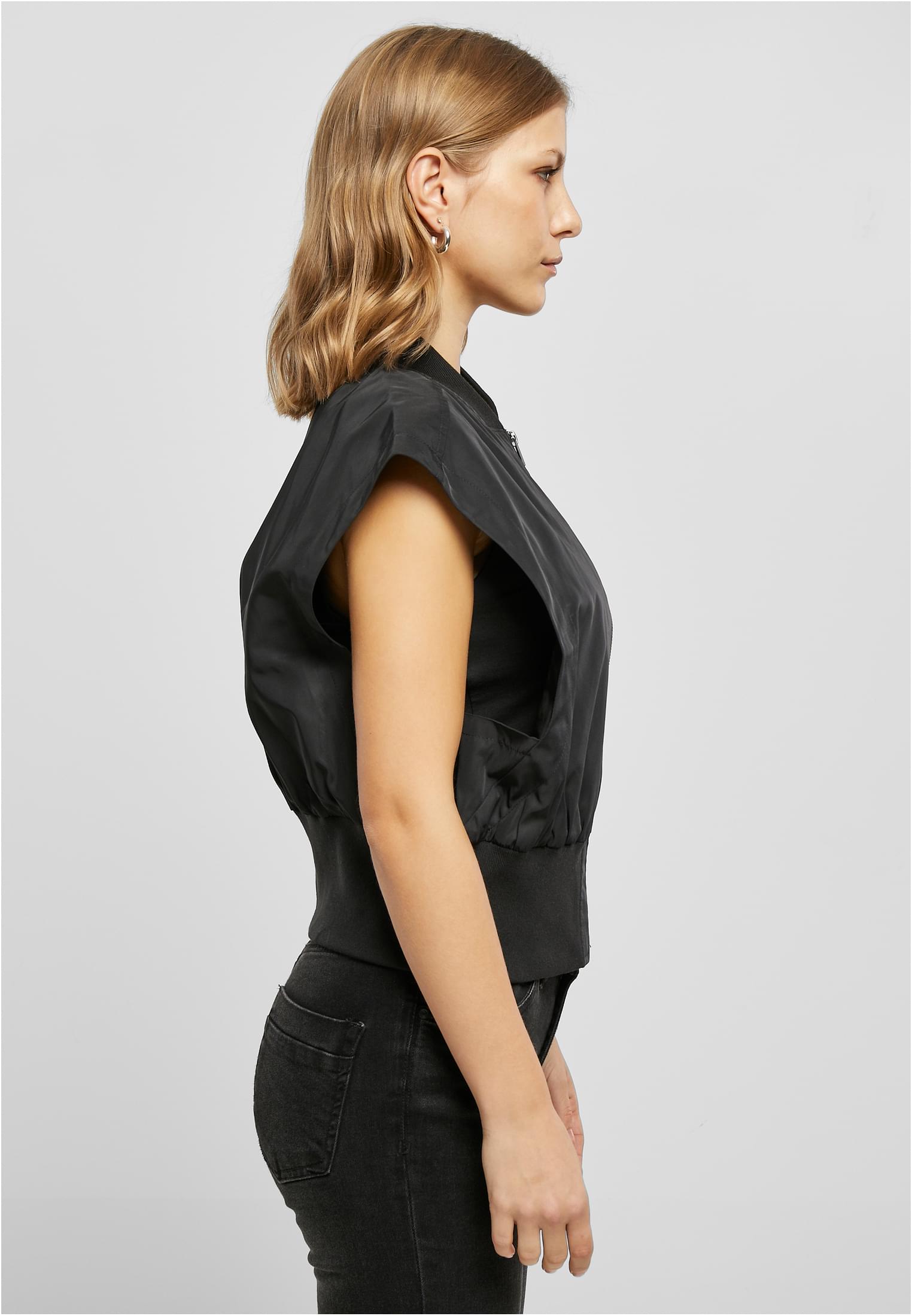 Ladies Recycled Short Bomber Vest | black