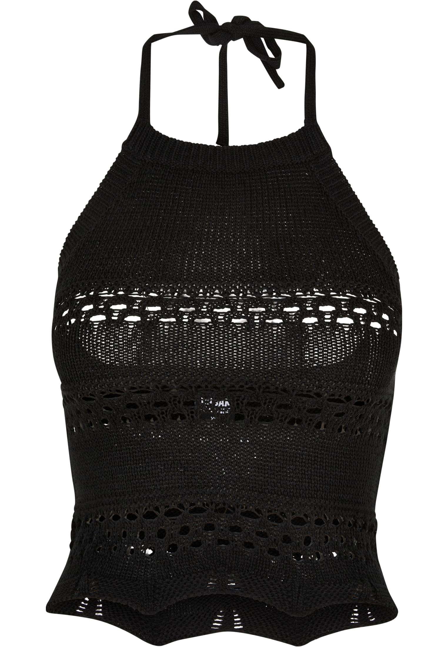 Ladies Short Crochet Knit Neckholder Top | black