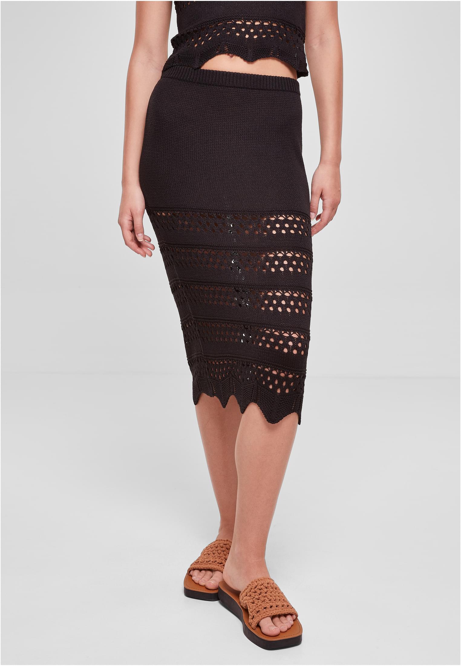 Ladies 3/4 Crochet Knit Skirt | black