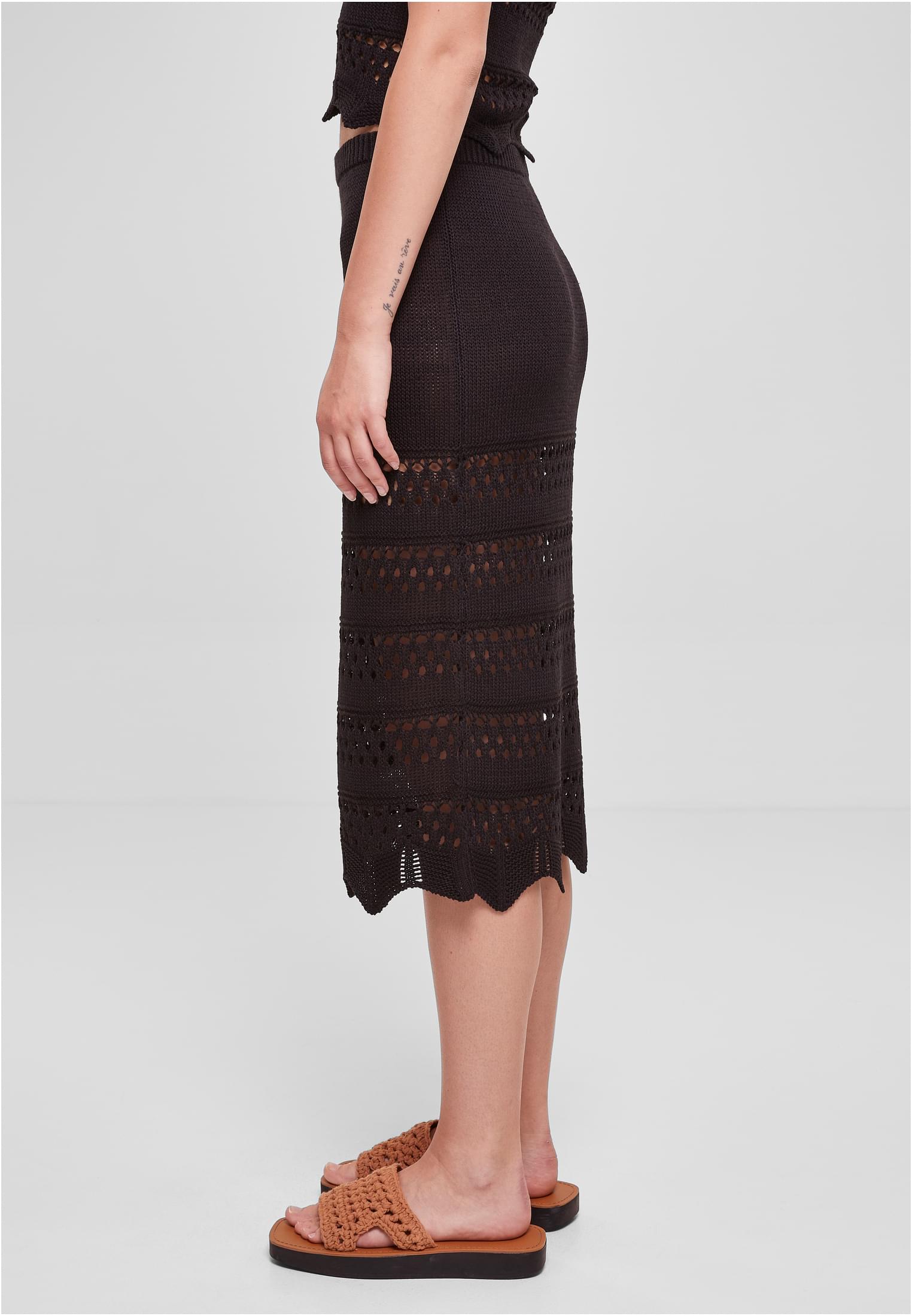 Ladies 3/4 Crochet Knit Skirt | black