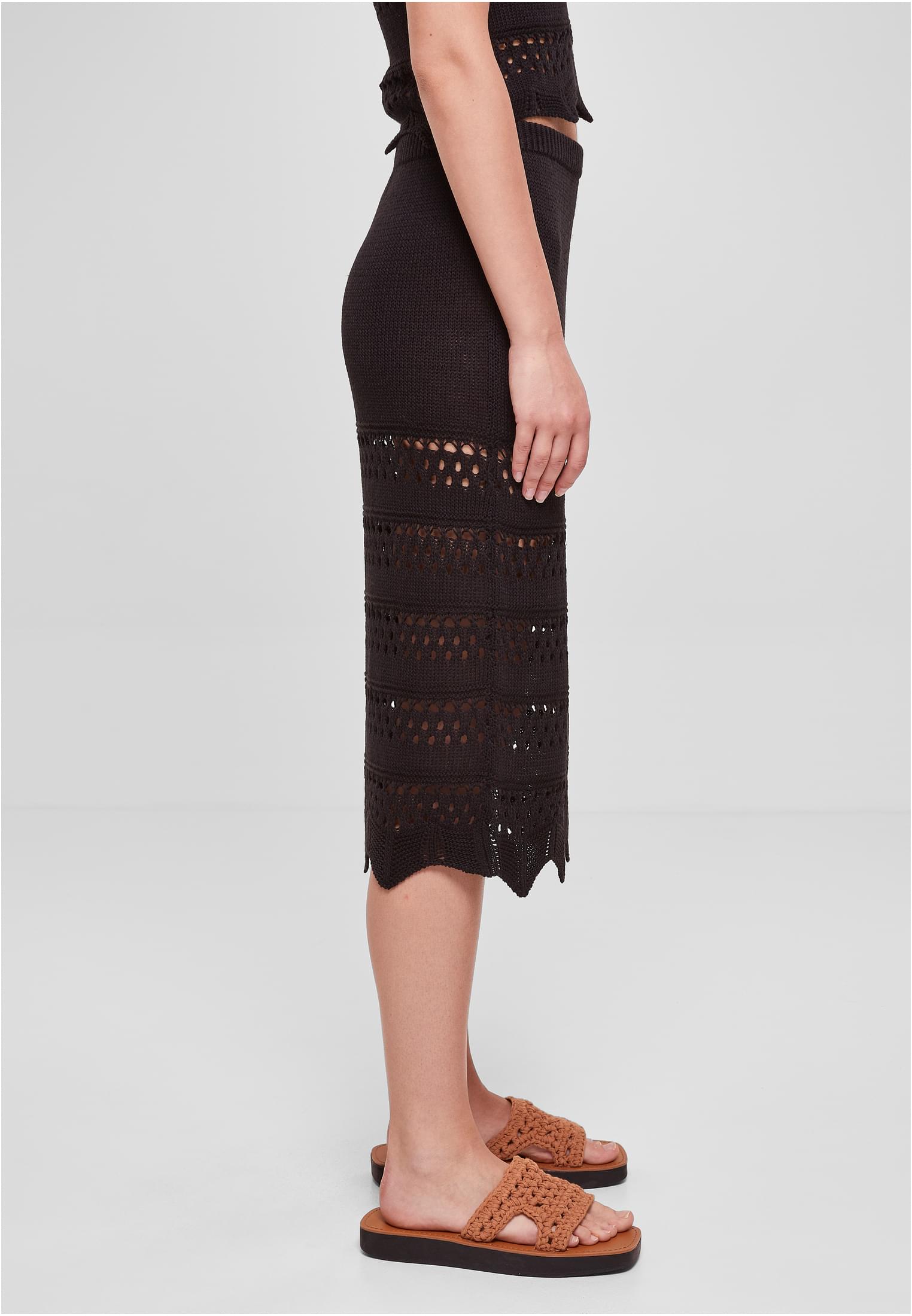 Ladies 3/4 Crochet Knit Skirt | black