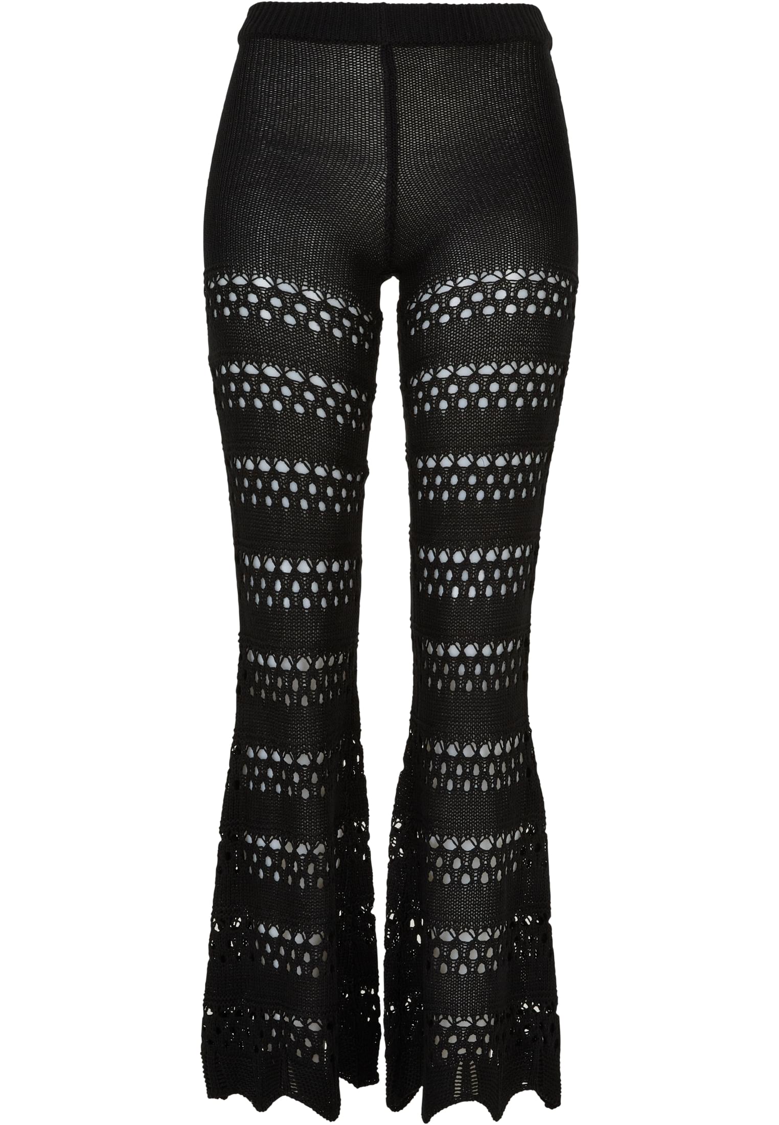 Ladies Flared Crochet Knit Leggings | black