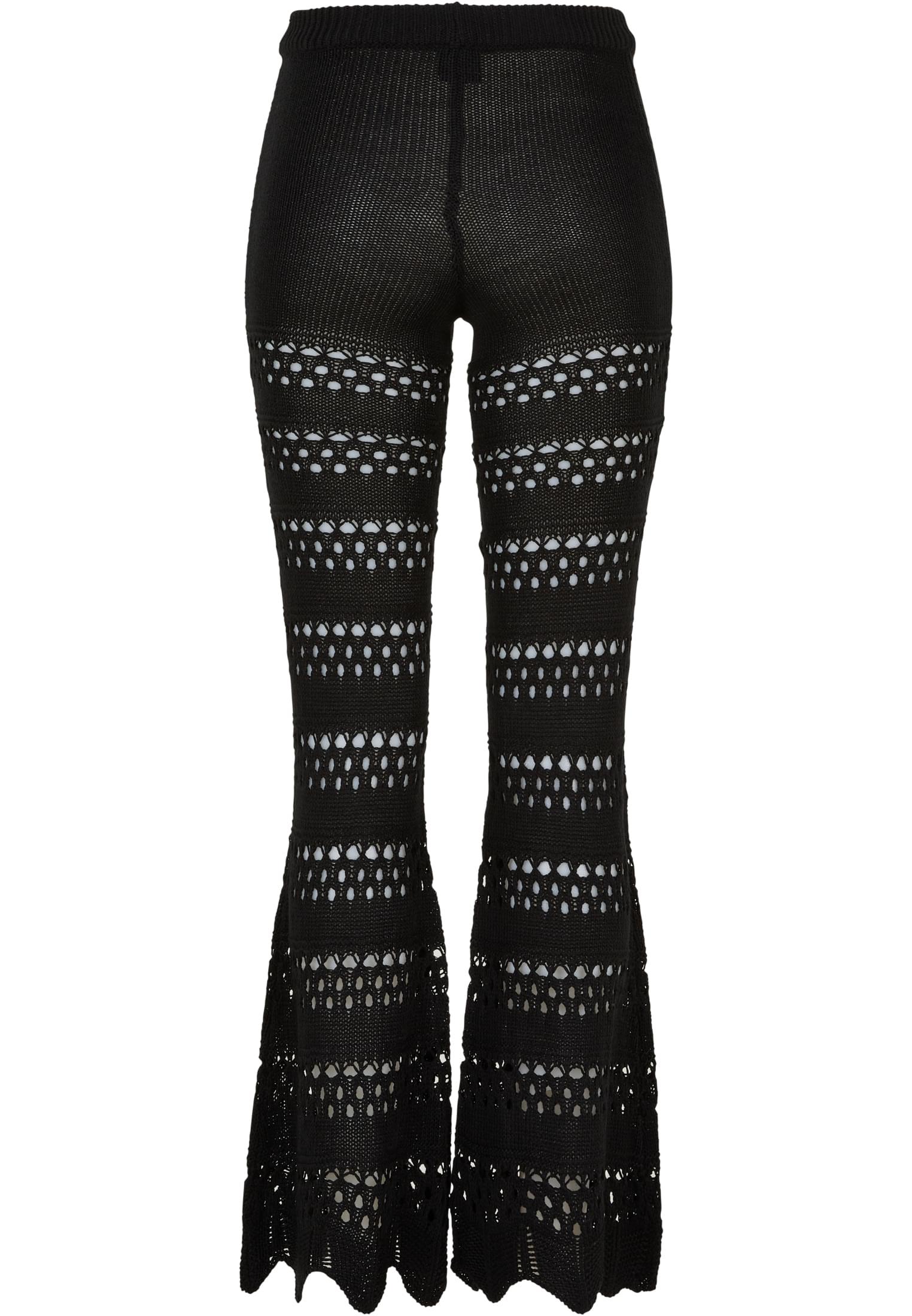 Ladies Flared Crochet Knit Leggings | black