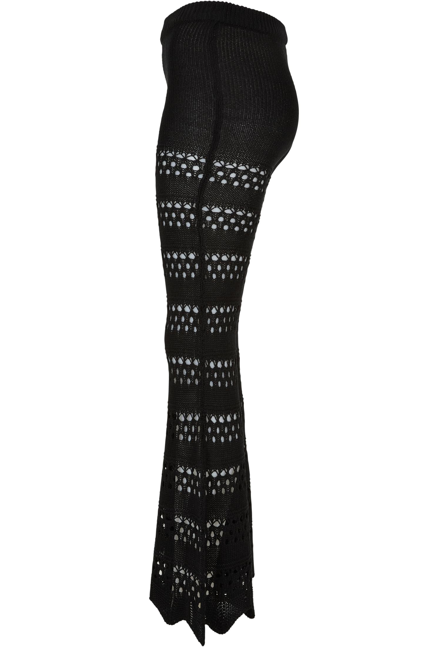 Ladies Flared Crochet Knit Leggings | black