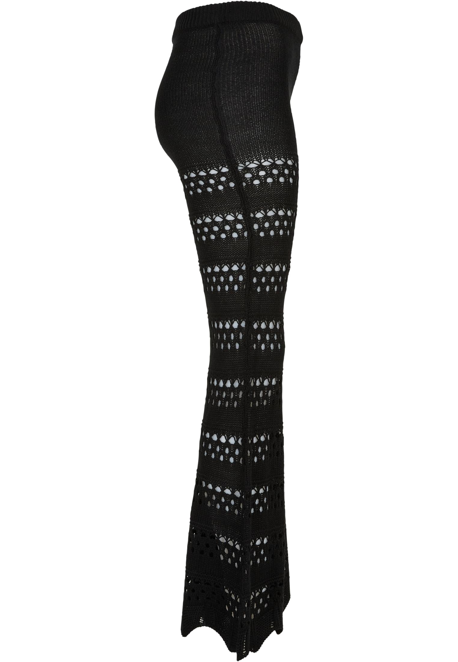 Ladies Flared Crochet Knit Leggings | black