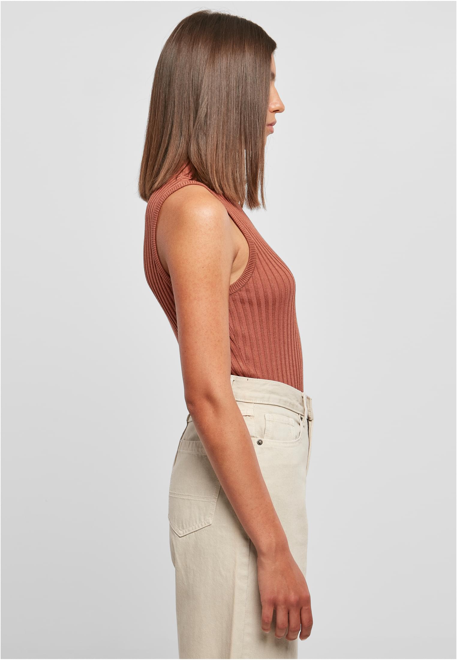 Ladies Rib Knit Sleevless Body | terracotta